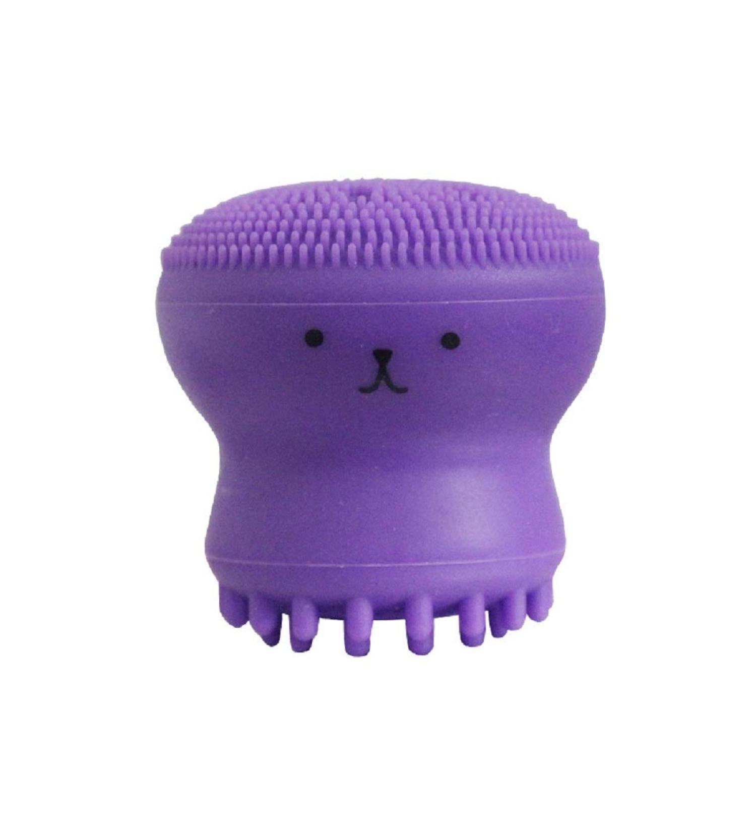Silicone Facial Cleansing Brush Cute Animal Octopus Silicone Manual Cleaning Brush for Deep Cleansing Gentle Exfoliating Skin Massaging for All Skin Type Bagged/Purple - Buy Online on GoSupps.com
