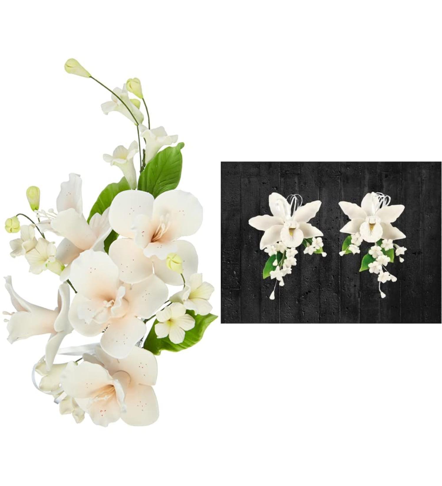 Buy Orchid Sugar Flower Bouquet Bundle - Cake Company | Peach 1 Sack (55g) & 2-Piece Bundle (68g) - International Shipping - Buy Online on GoSupps.com