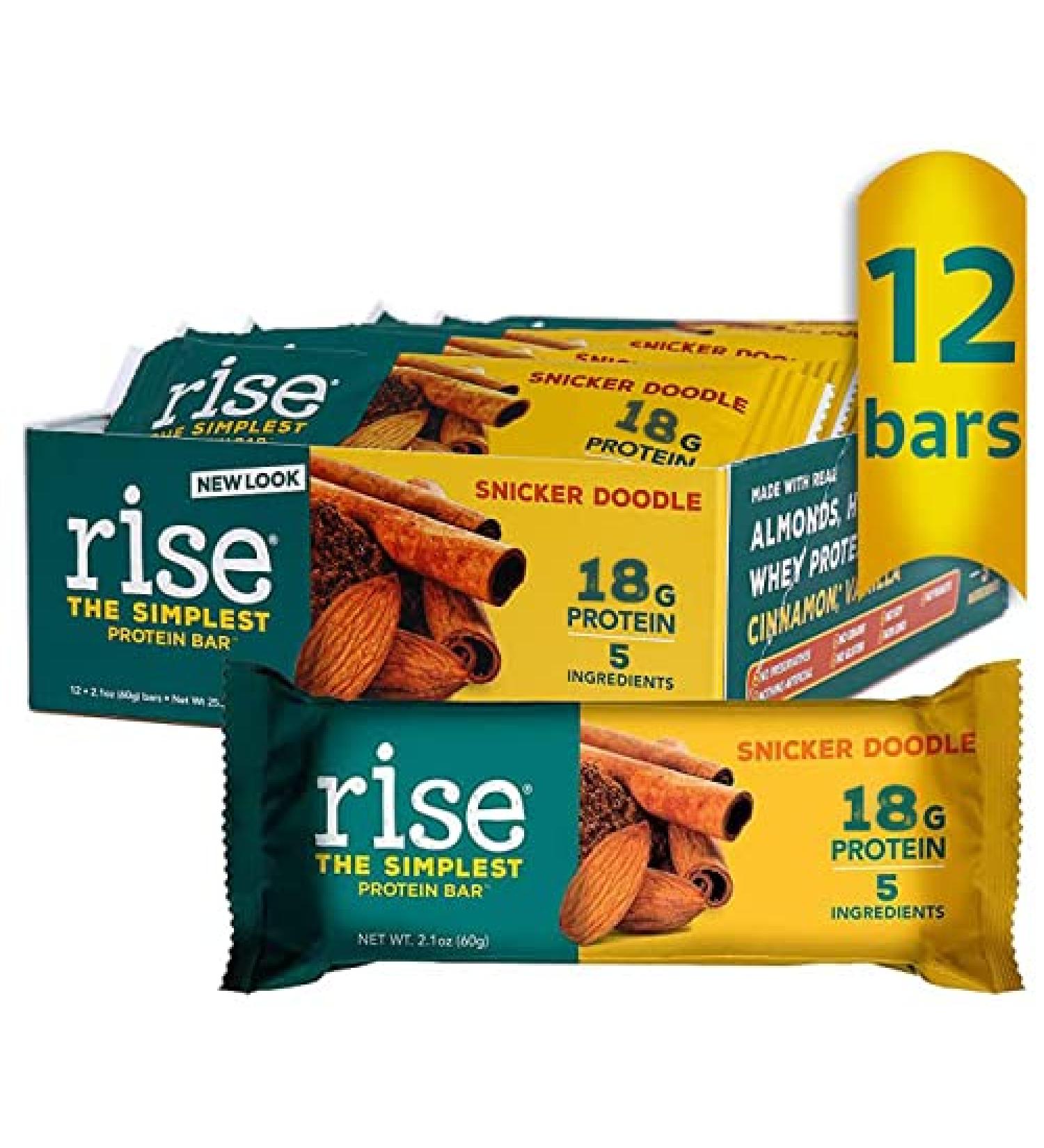 Rise Whey Protein Bar Snickerdoodle - 18g Protein, Healthy Breakfast Snack, Gluten Free, Non-GMO - 12 Pack - Buy Online on GoSupps.com