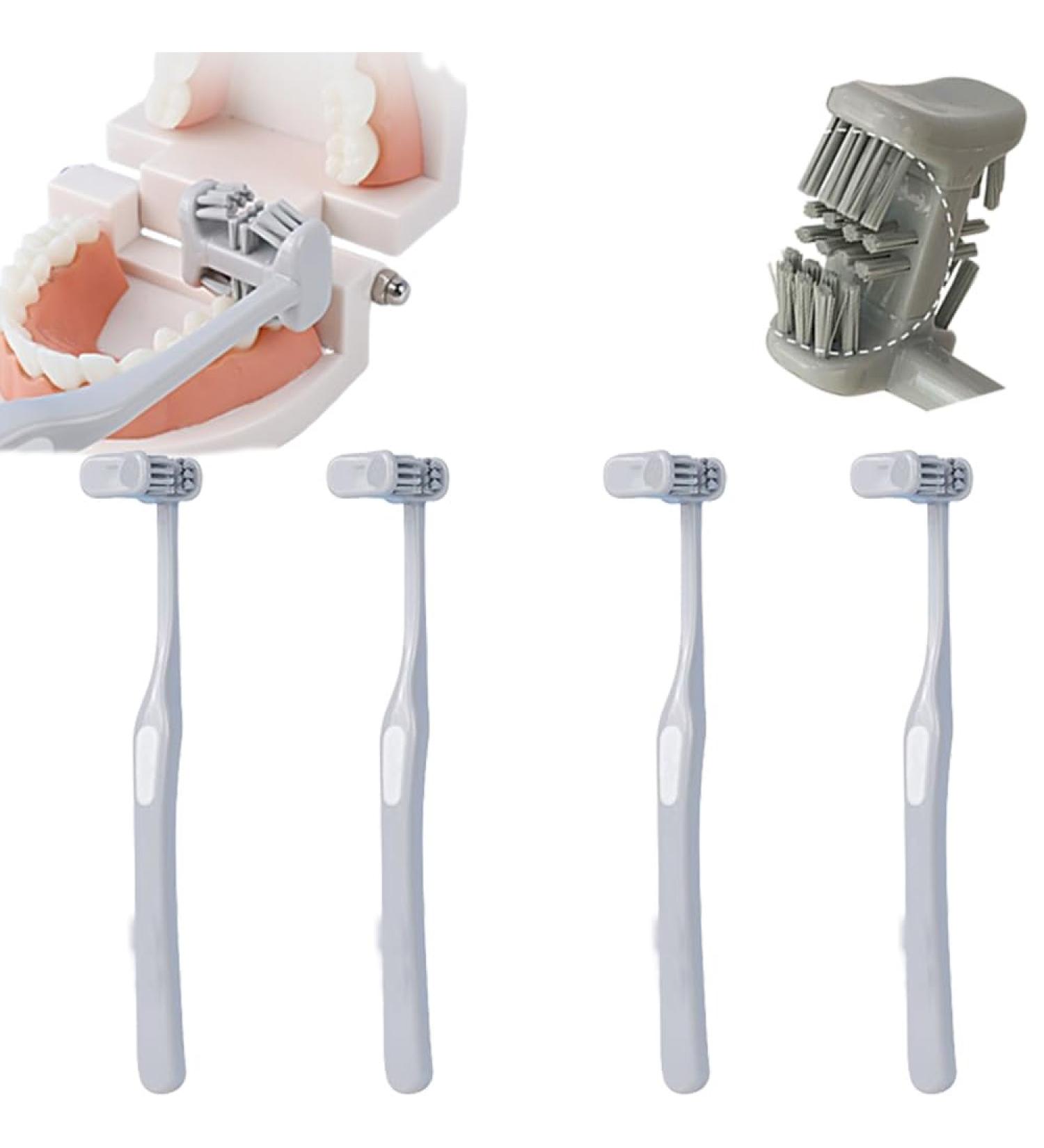 6-Page Super Soft Round Toothbrush | Complete Teeth Coverage & Deep Cleaning | Portable Dental Care for Adults & Kids | 4-Pack in Gray - Buy Online on GoSupps.com