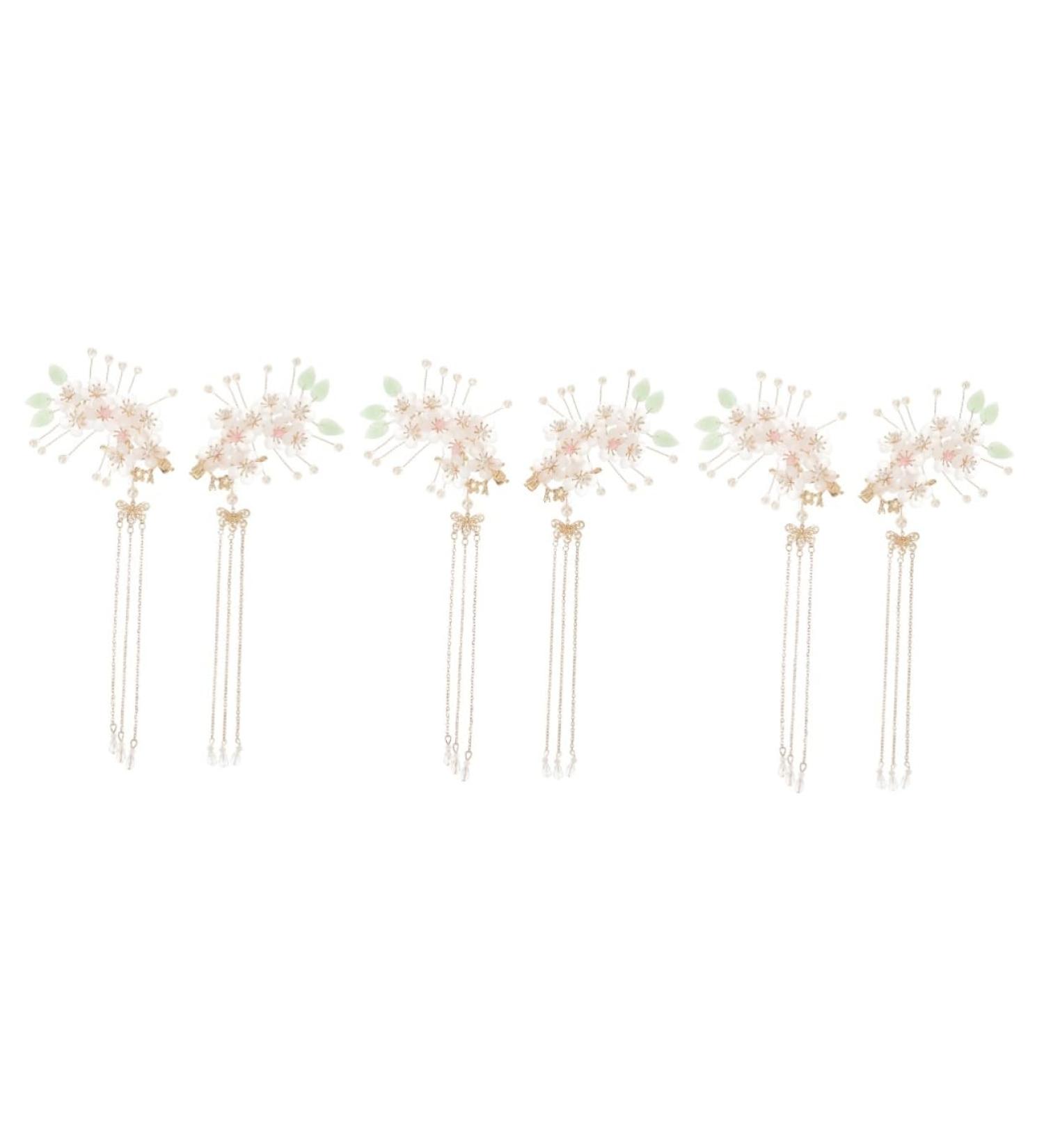 Beaupretty Flower Hair Clip Pairs antique hairpin headdress vintage chinese clip chinese style charms barrettes for girls flower tassel hairpin bride Acrylic Hanfu Hair Bows - Buy Online on GoSupps.com