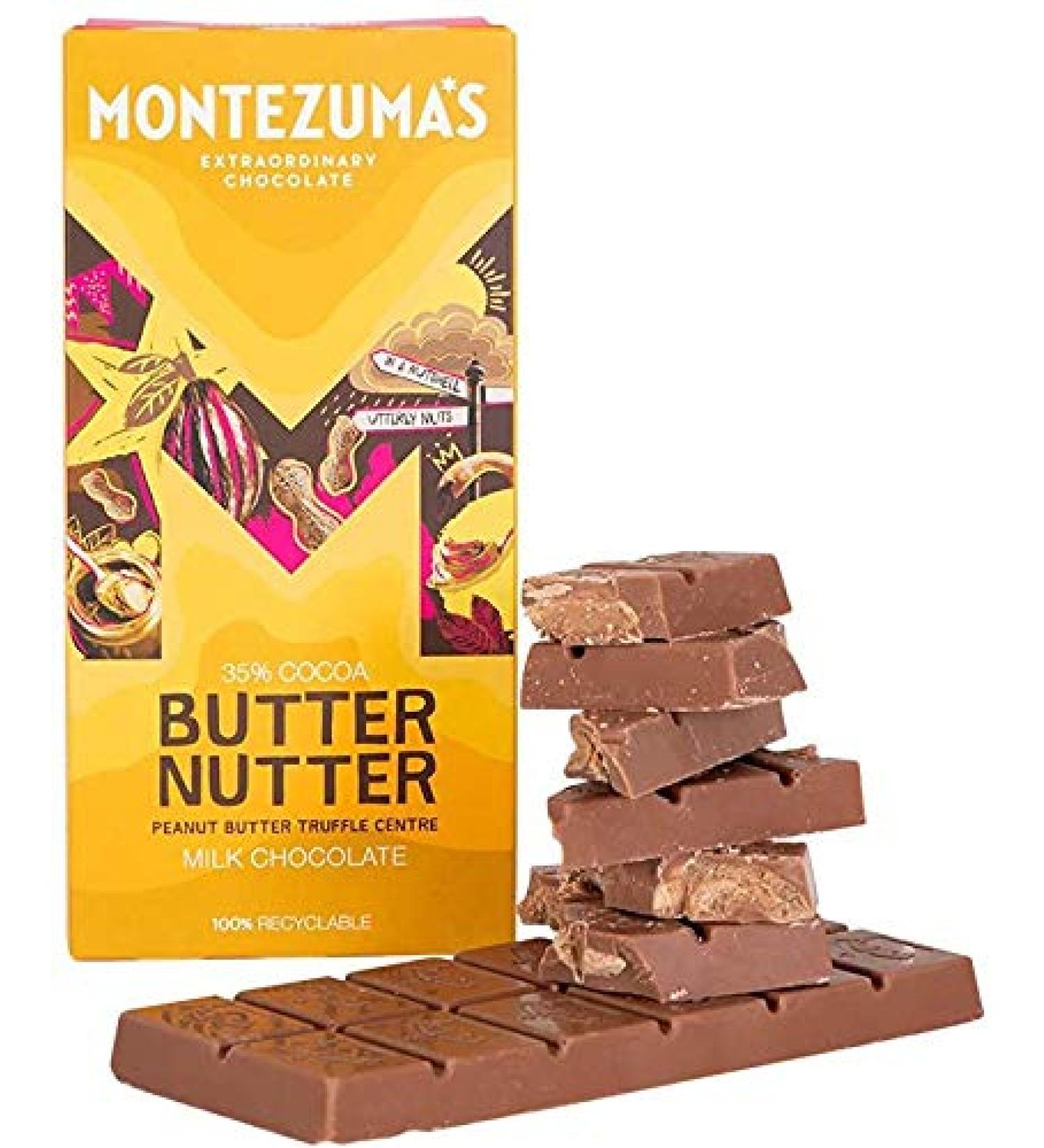 Montezuma Montezuma 's Chocolate Butter Nutter Milk Chocolate Truffle Bar with Peanut Butter 90g (Pack of 12)