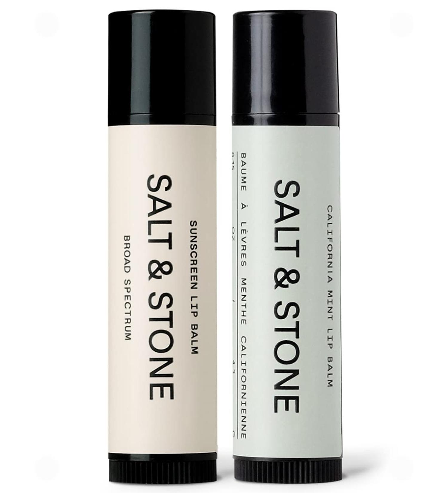 SALT & STONE Lip Balm Duo - California Mint & SPF 30 Sunscreen (2 Pack) | Shea Butter, Vitamin E & Jojoba Oil | Restores Dry Lips | Cruelty-Free, Gluten-Free - Buy Online on GoSupps.com