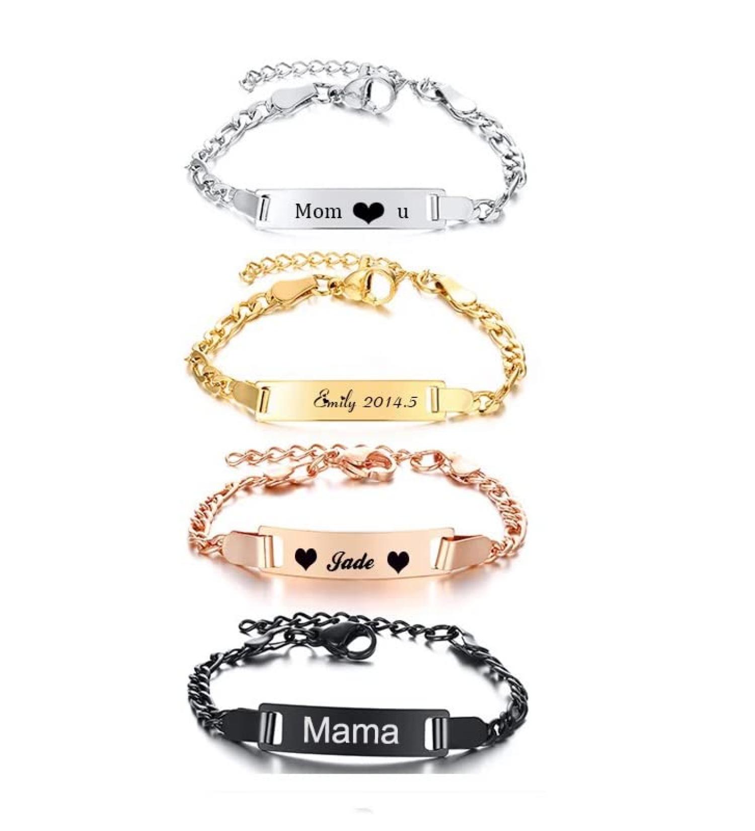 Personalized Children's Gravure Bracelet | Custom Figaro ID Band for Birth Baptism & Birthday Gifts | Unique Name Bracelet for Young Girls - Buy Online on GoSupps.com