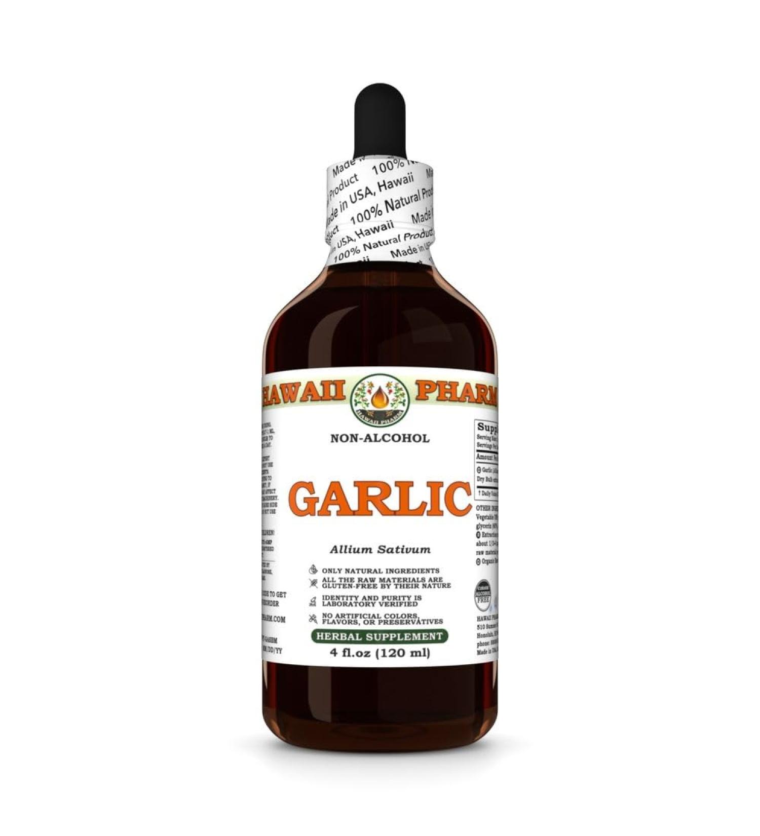 Garlic (Allium Sativum) Dry Bulb Glycerite Made in Hawaii Organic Raw Materials All Natural Vegan Lab Tested Alcohol-Free Liquid Extract - 4 fl.oz 4 Fl Oz (Pack of 1) - Buy Online on GoSupps.com