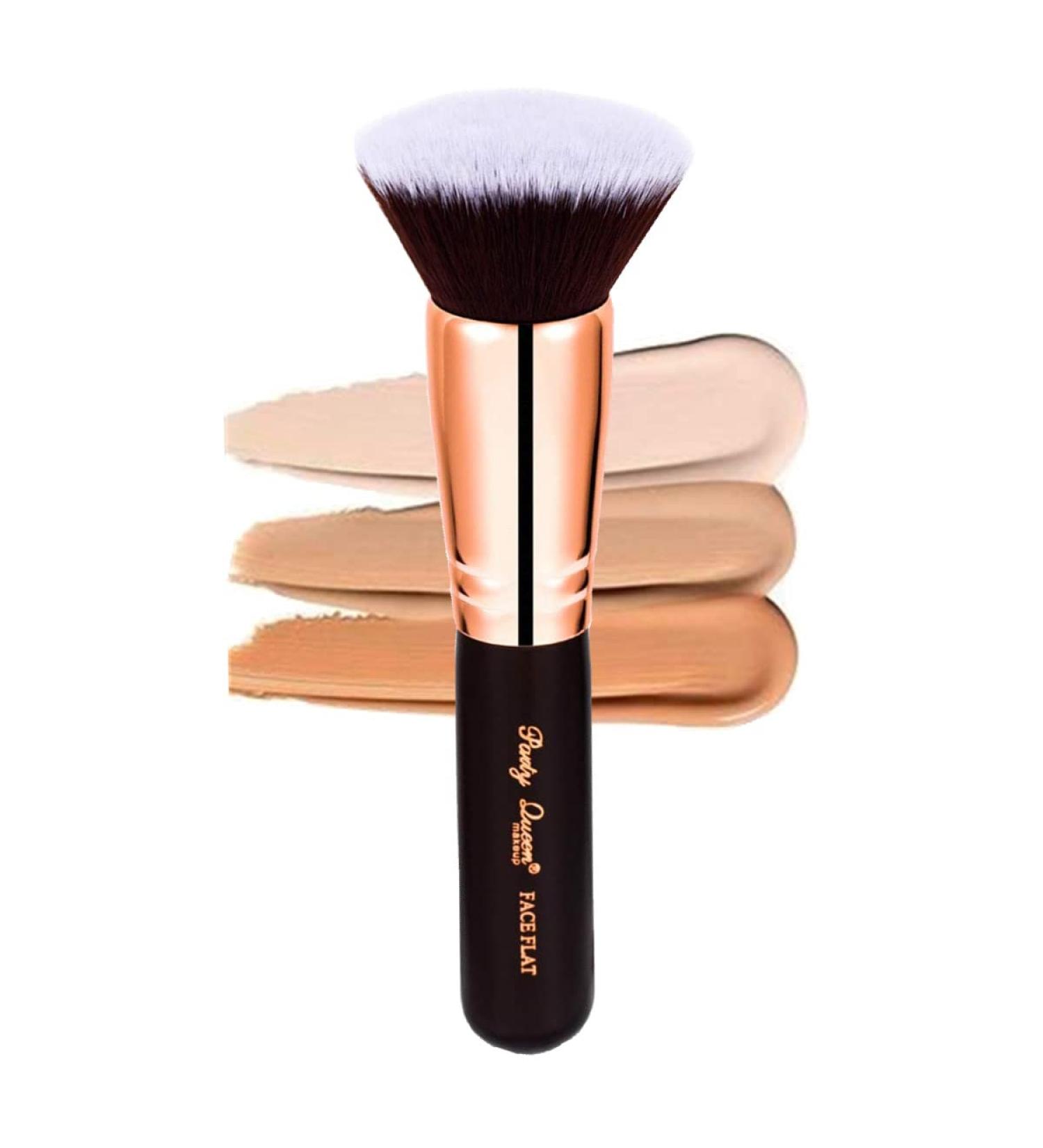 Party Queen Flat Top Kabuki Foundation Brush - Vegan Synthetic Makeup Tool for Liquid & Cream Blending - RoseGold FV8 - Buy Online on GoSupps.com