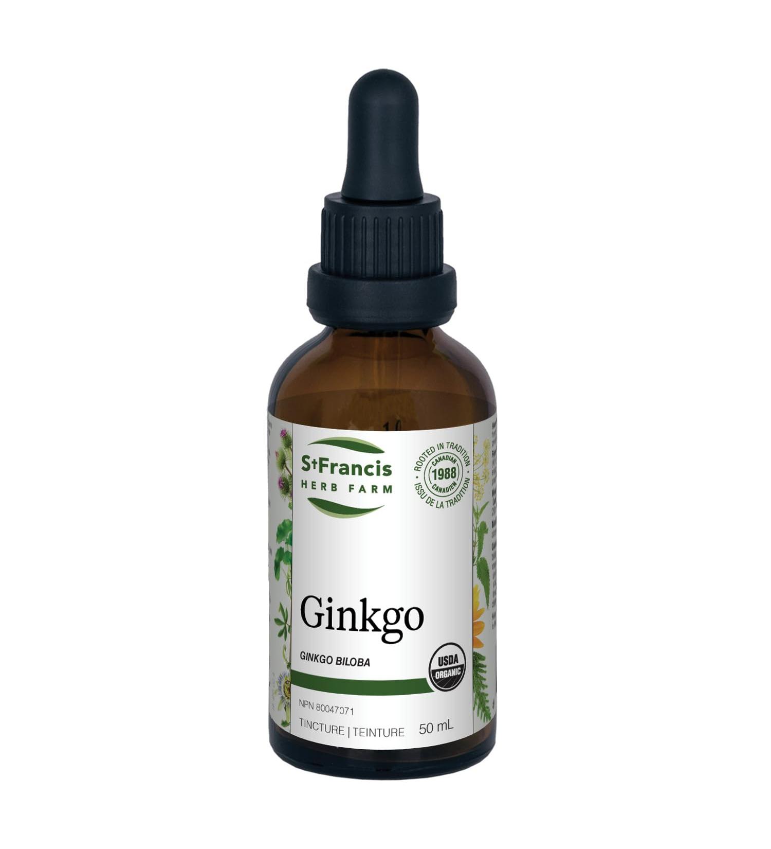 St. Francis Herb Farm Ginkgo (Ginkgo biloba leaf) Certified Organic Herbal Tincture Extract used in Herbal Medicine to support peripheral circulation it is also beneficial for improving cognitive behaviour and sleep patterns - 50ml 50 ml (Pack of 1) - Buy Online on GoSupps.com