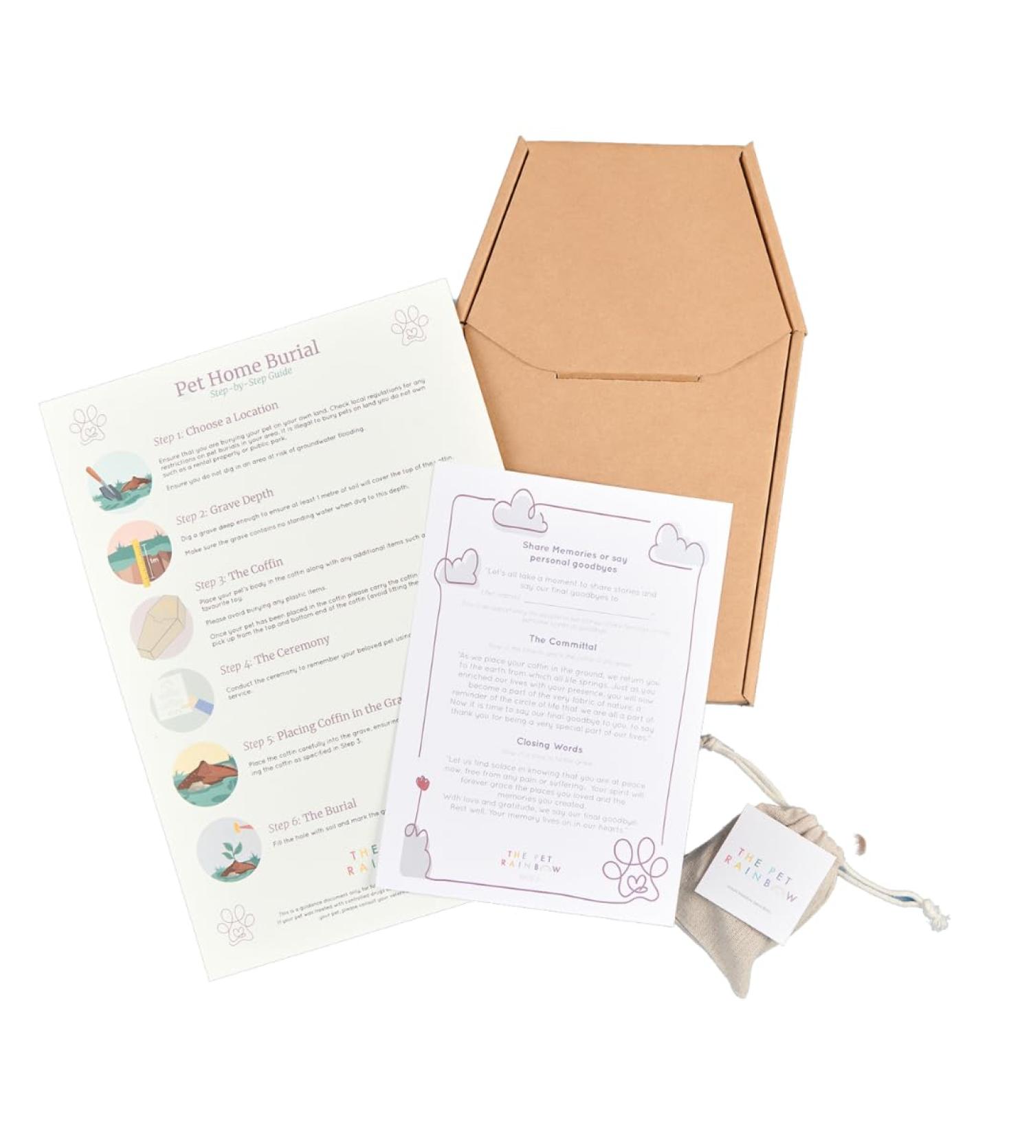 The Pet Rainbow | Small Animal Funeral Kit with Pet Coffin & Casket | For Hamsters, Guinea Pigs, Birds, Gerbils, Reptiles, Fish | Cardboard Coffins | Up to 6kg | 275mm x 150mm x 100mm - Buy Online on GoSupps.com