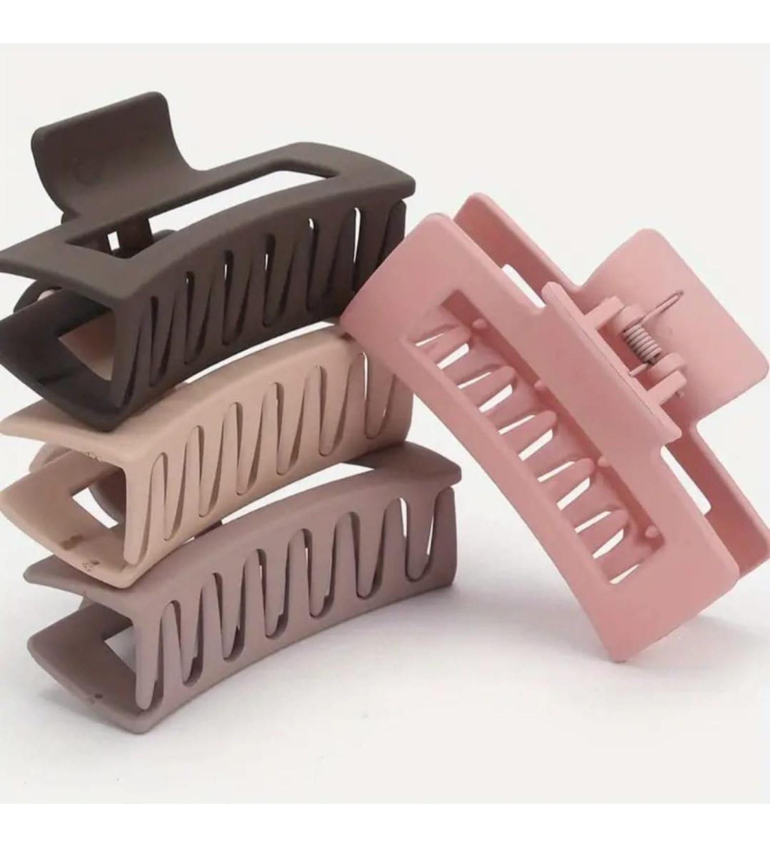 Generic Hair Claw Clips Strong Hold Rectangle Hair Clip Matte Solid Colour Hair Styling Accessories for Women and Girls (4 Colours) Powdered coffee - Buy Online on GoSupps.com