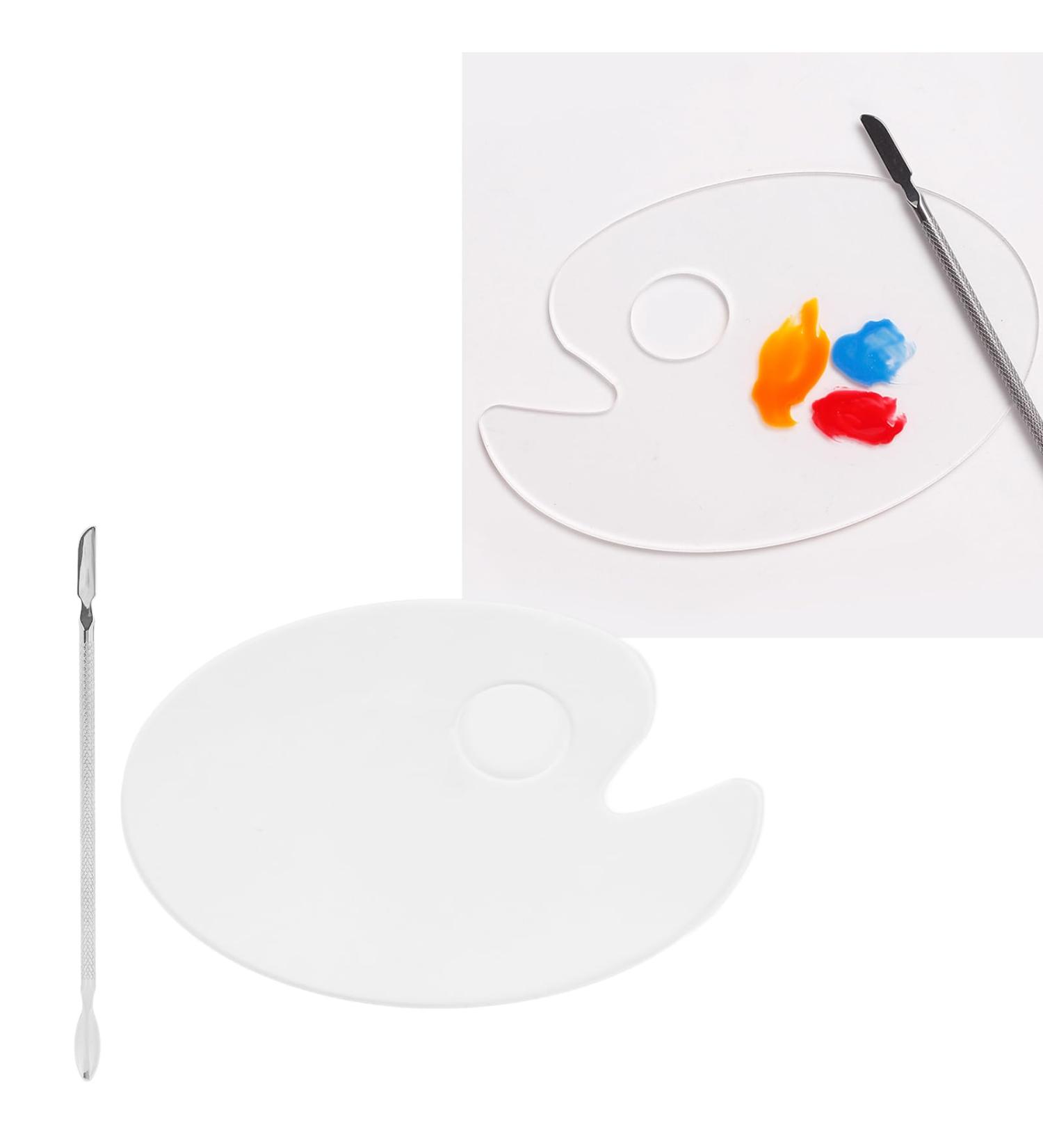  Julyue Acrylic Cosmetic Palette with Spatula Thumb Hole Nail Art Mixing Palette Transparent Drawing Mixing Palette Cosmetic Makeup Palette for Liquid Foundation - Buy Online on GoSupps.com