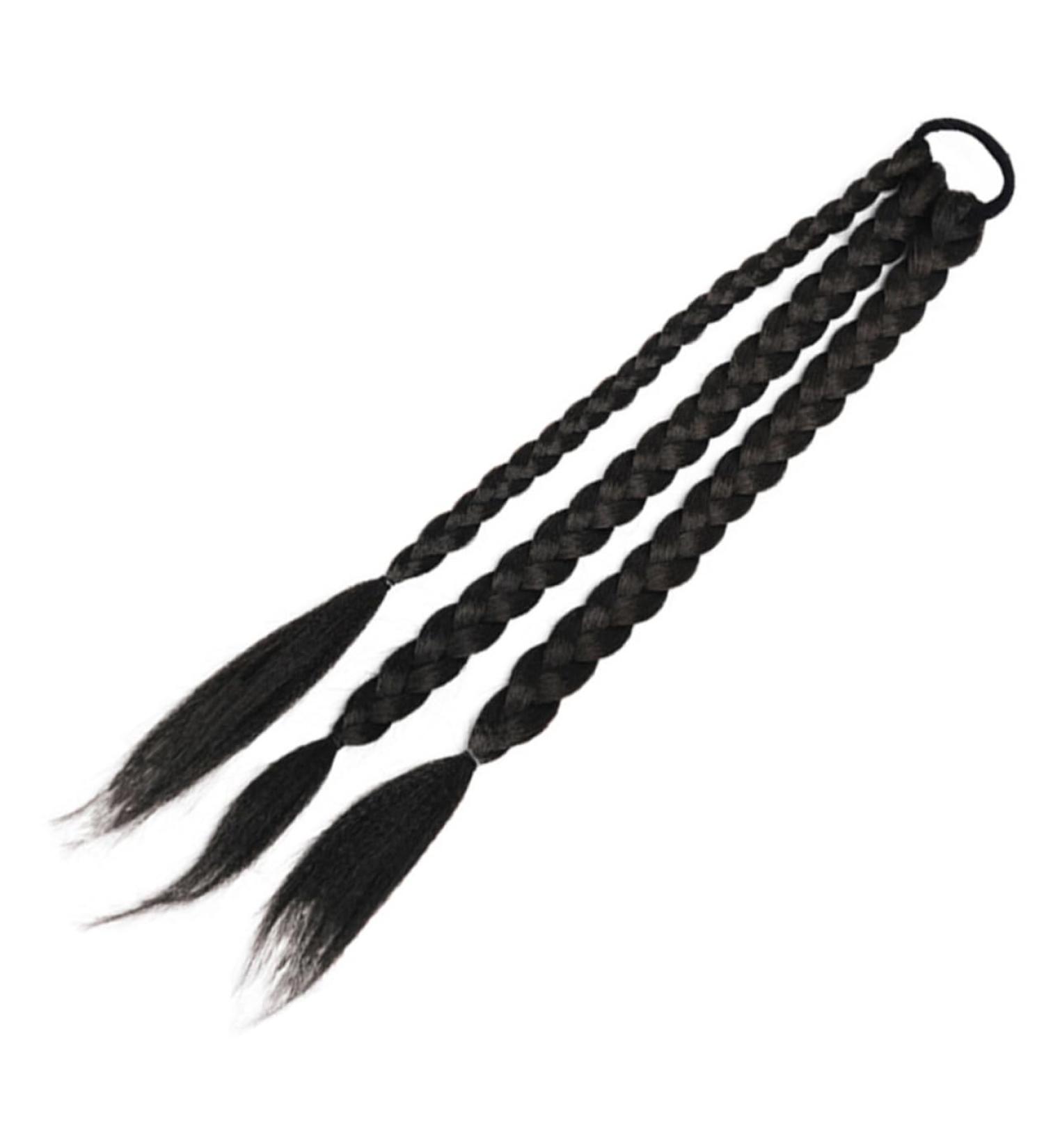 minkissy Ponytail Three Strand Braid Ponytail Extension Braided Hair Piece Elastic Hair Bands Braid Hair Band Braid Extensions Ponytails Long Braided Wig Hair Extensions for Braids Girl 45X6CM Black - Buy Online on GoSupps.com