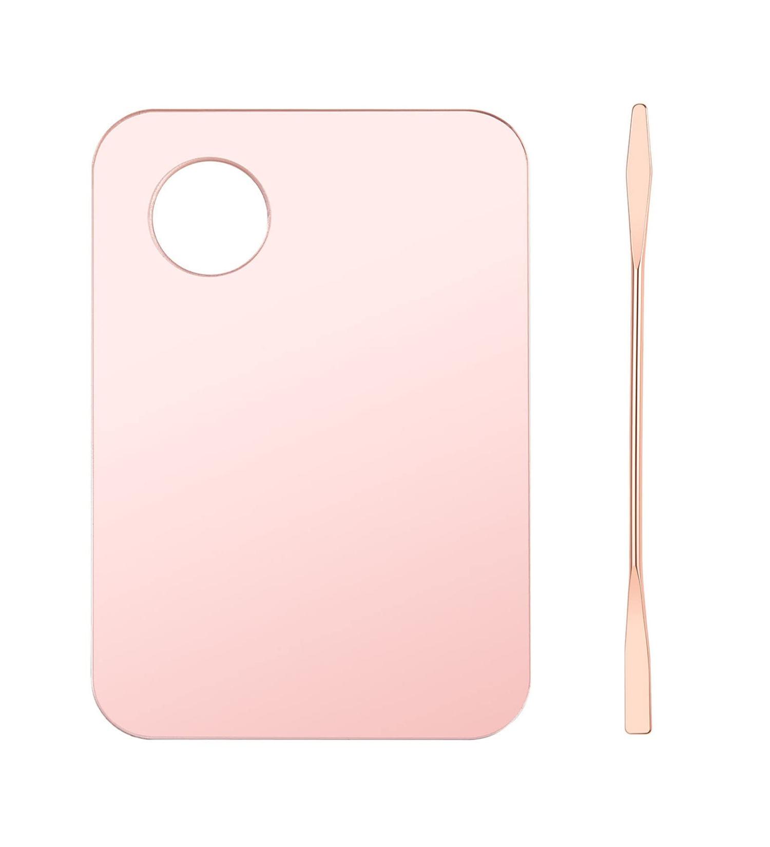 Makeup Spatula and Palette Set - Picasso Spatula & Korean Nail Art Mixing Plate for Foundation, Eyeshadow, and Nail Polish - Pink - Buy Online on GoSupps.com