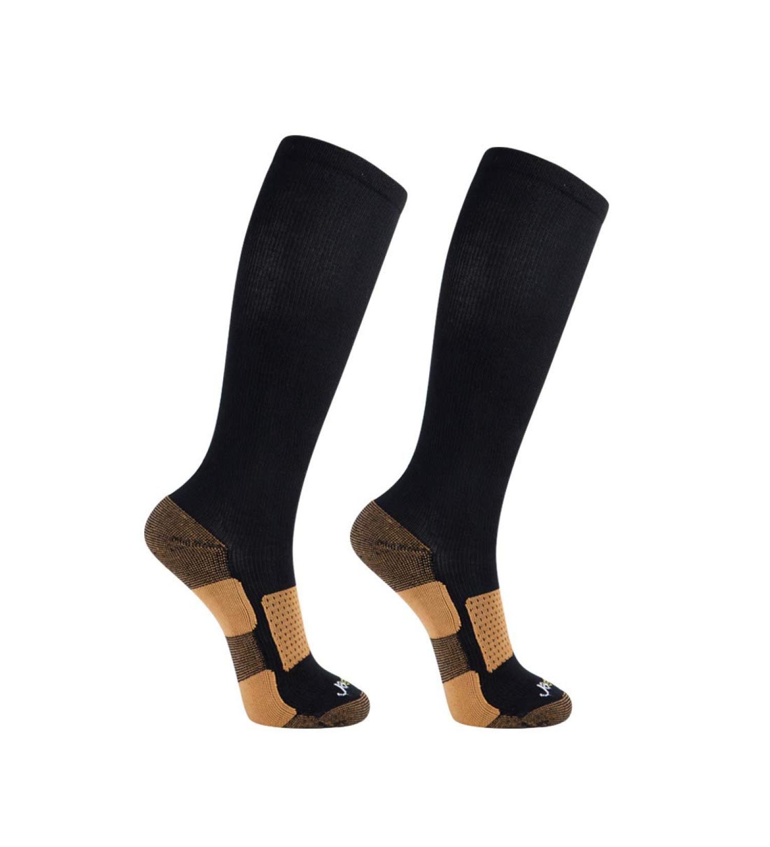 JAVIE Copper Bamboo Compression Socks (15-20mmHg) - 2 Pairs Black Medium - Buy Online on GoSupps.com