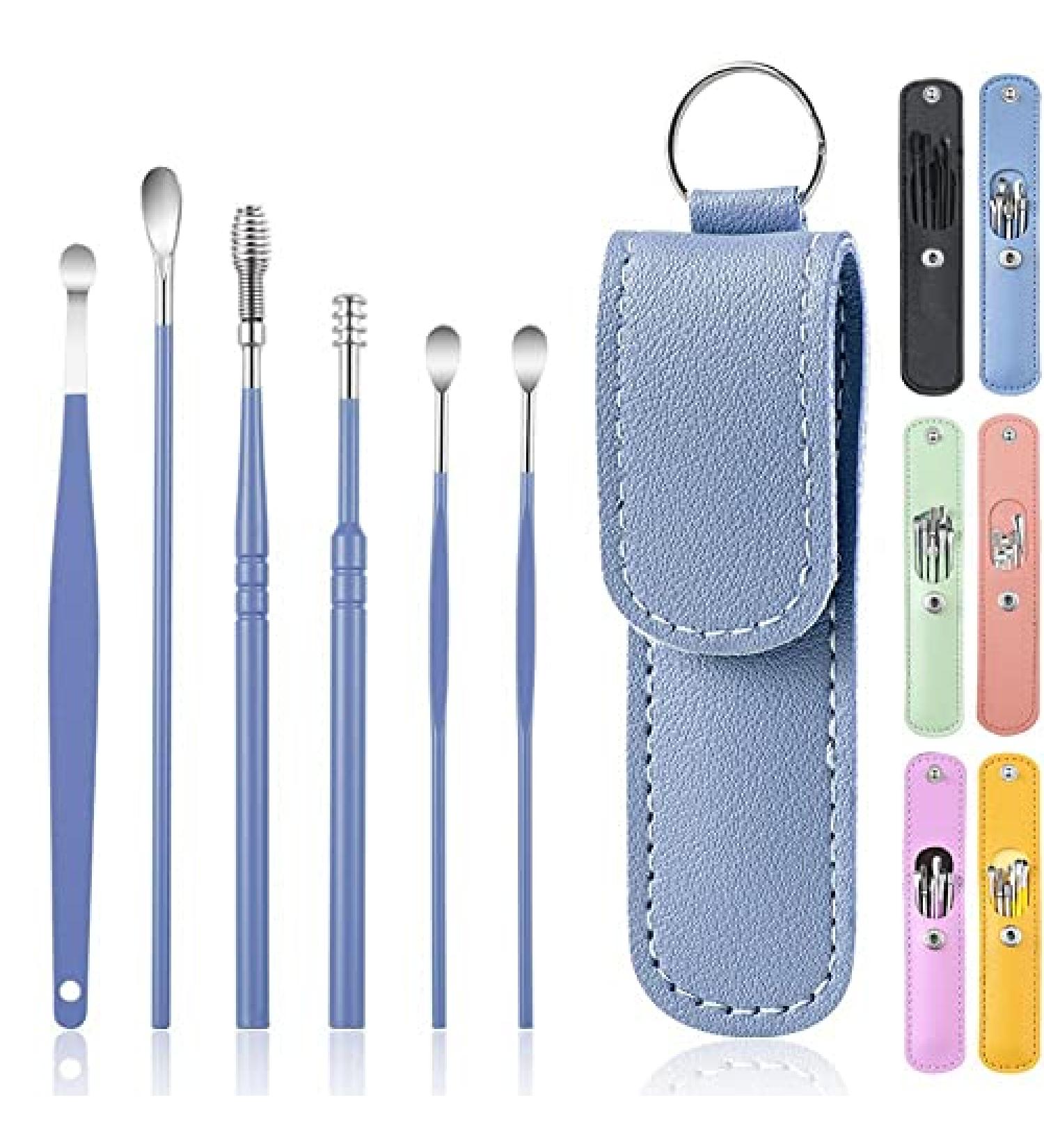 6 Pcs Stainless Steel Ear Pick Earwax Removal Kit - Blue | Spiral Design Canal Cleaner Tool Set - Buy Online on GoSupps.com
