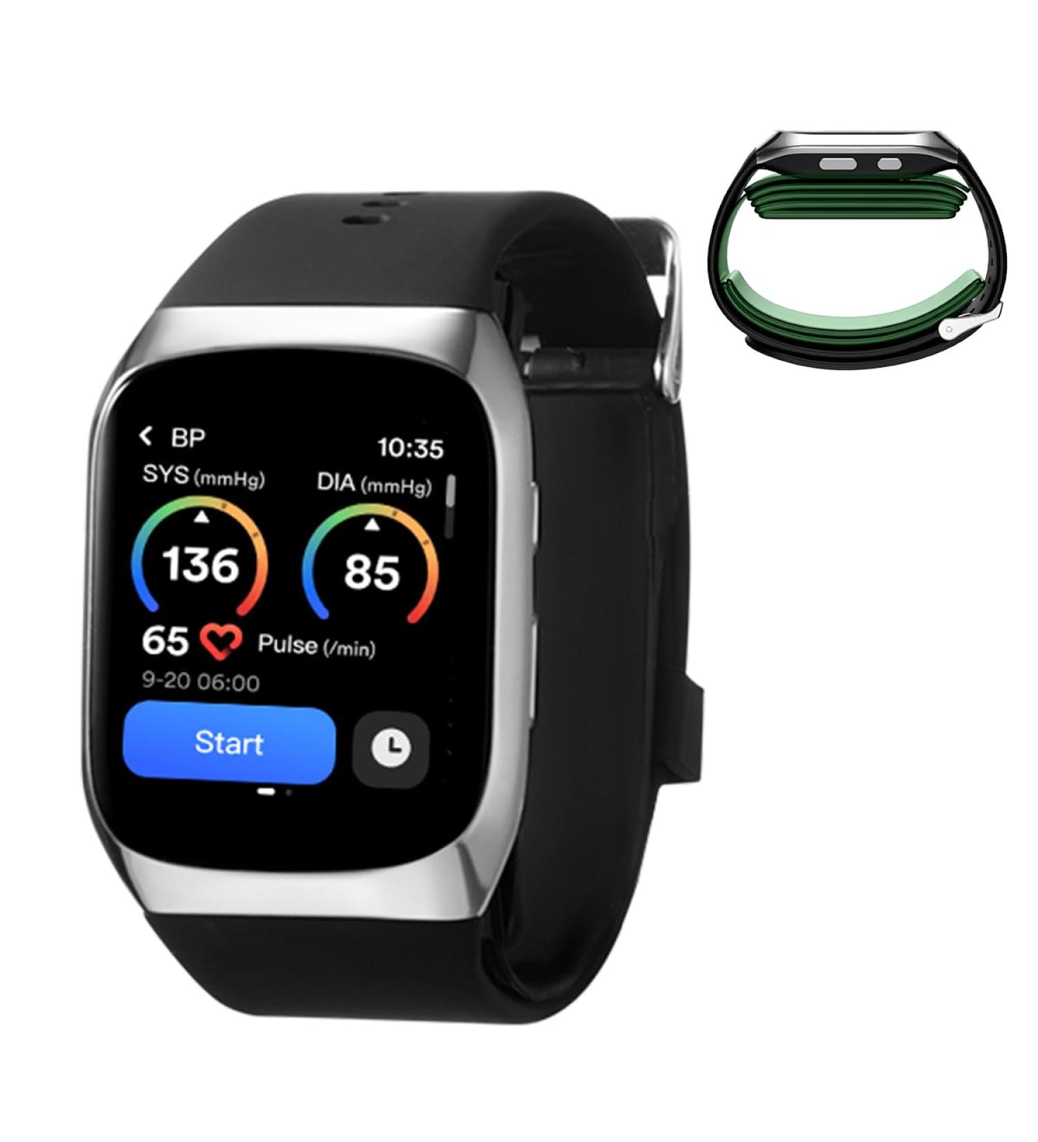 YHE BP Doctor Med Smartwatch - Blood Pressure & Heart Rate Monitor with Dual Cuff 24/7 Stress & Sleep Tracking for Android & iOS - Silver - Buy Online on GoSupps.com