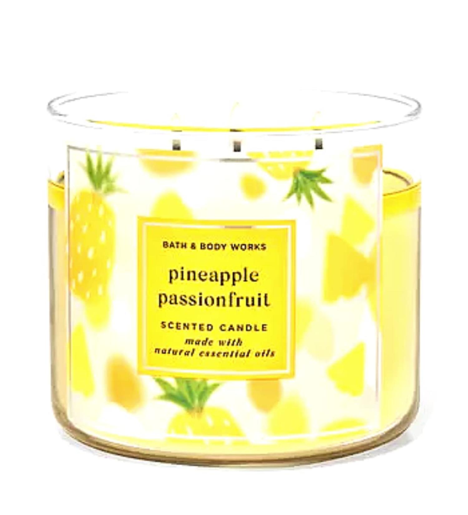 Bath & Body Works White Barn 3-Wick Candle w/Essential Oils - 14.5 oz - 2022 Spring Scents! (Pineapple Passionfruit)
