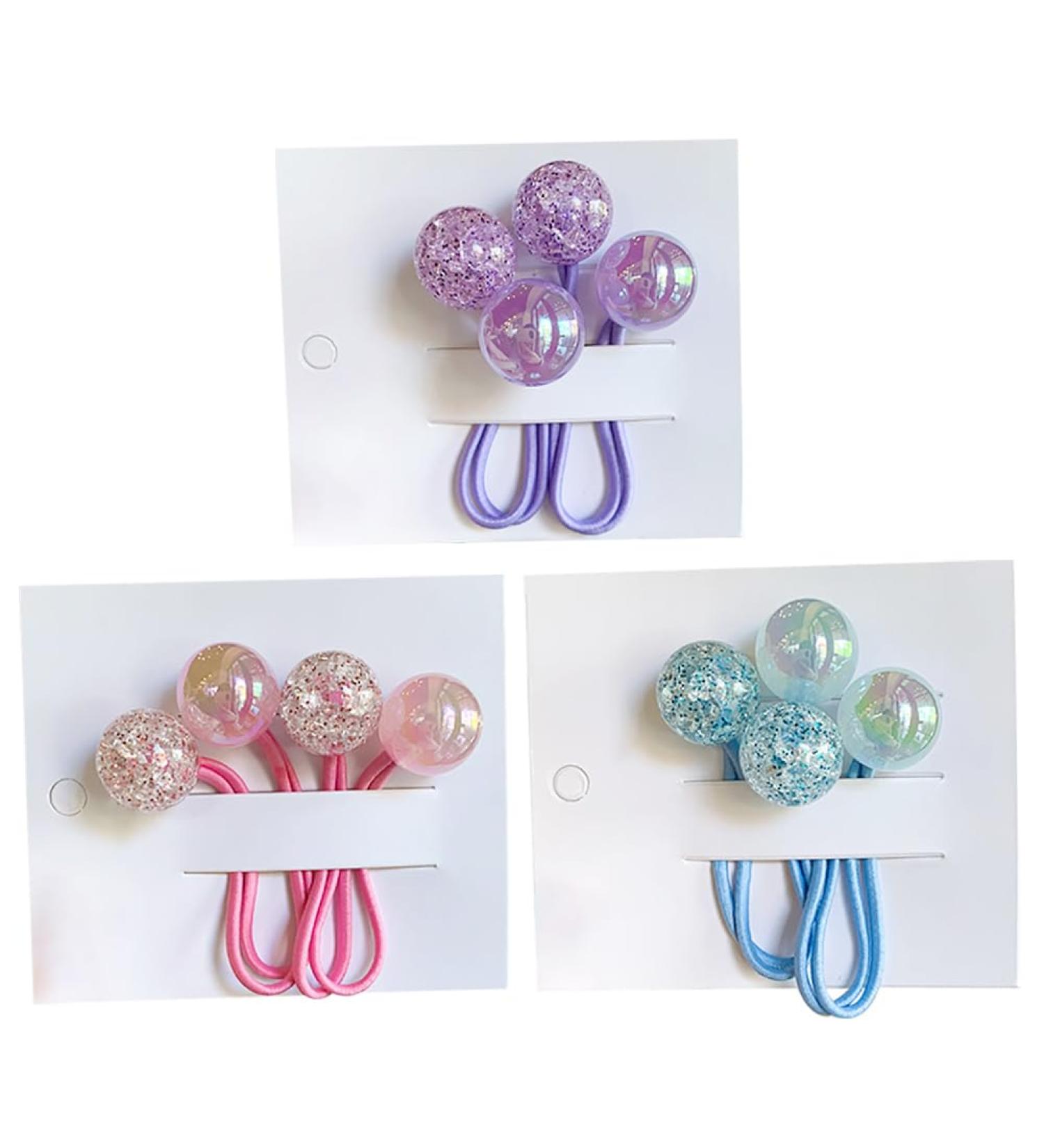 3 Pairs Colorful Ball Hair Ties Double Ball Hair Bands Bling Bubble Ponytail Holder Glitter Elastic Hair Ropes Hair Accessories for Teens Girls Kids - Buy Online on GoSupps.com
