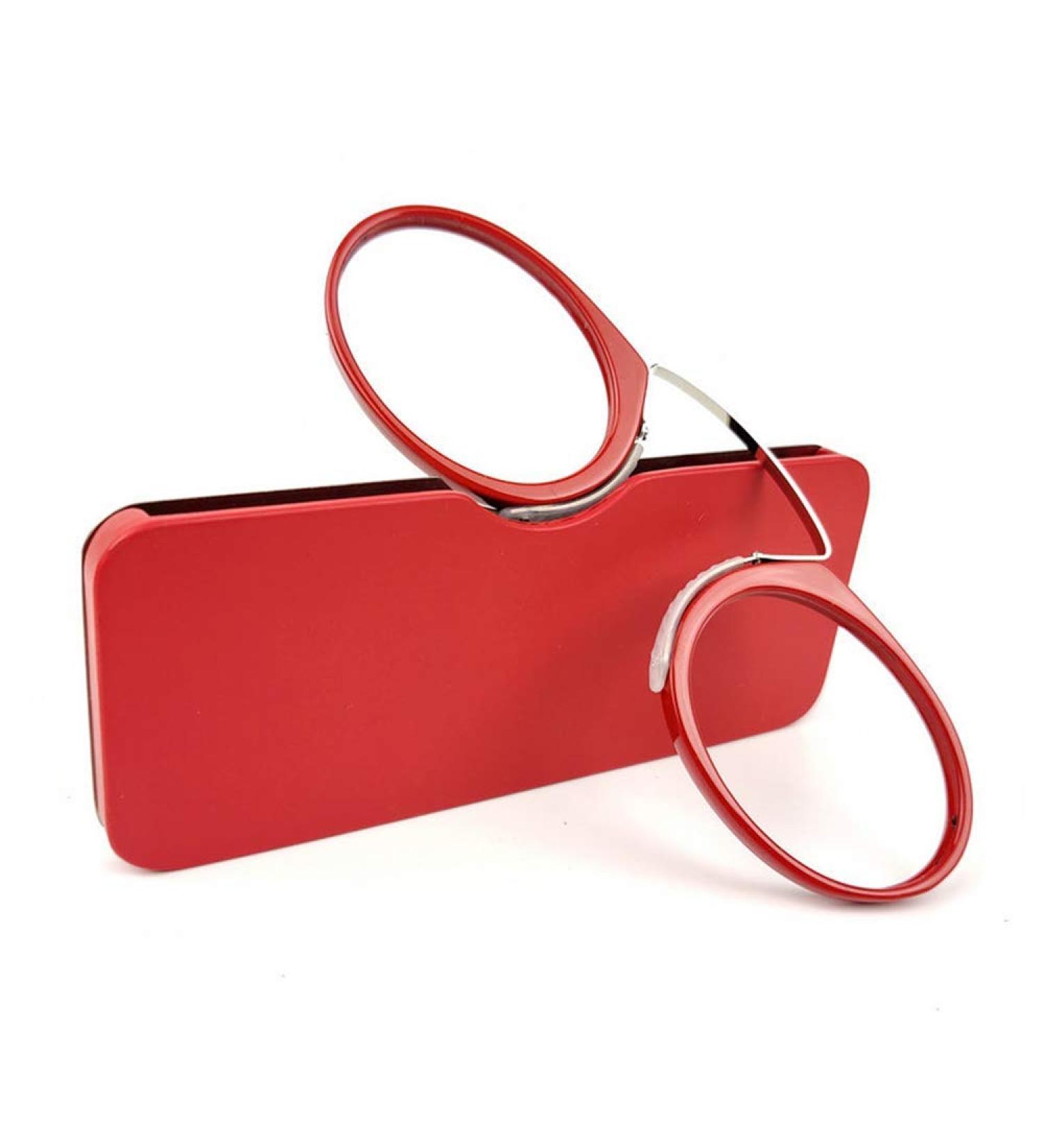 Unisex Compact Reading Glasses - Mini Nose Clip +2.0 Vision Aid - Non-Slip Red Reading Glasses for All Ages - Buy Online on GoSupps.com