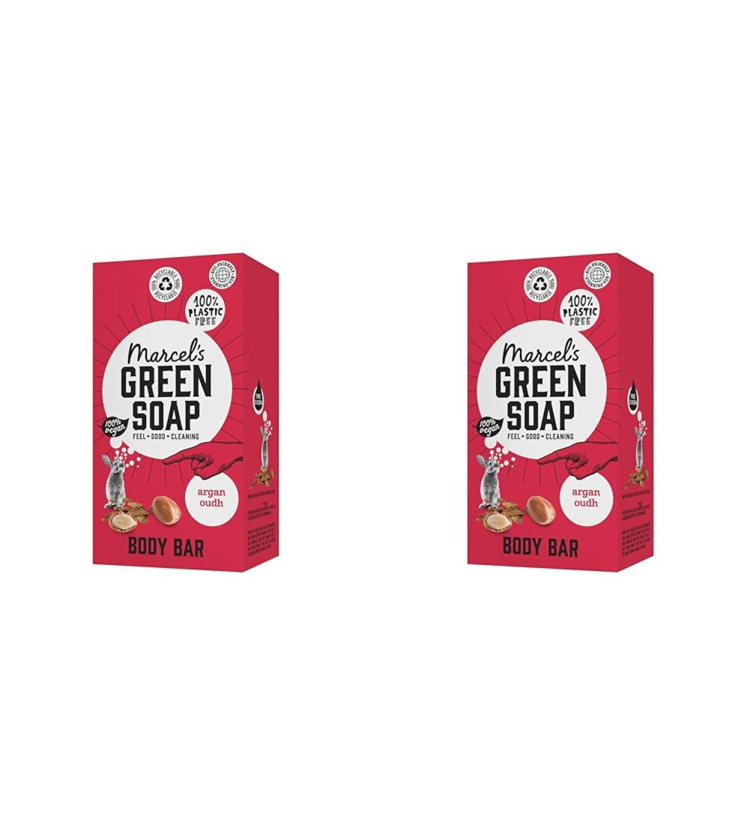 Marcel's Green Soap Shower Bar - Argan & Oudh | 100% Eco-Friendly Vegan & Biodegradable | 150g (Pack of 2) - Buy Online on GoSupps.com