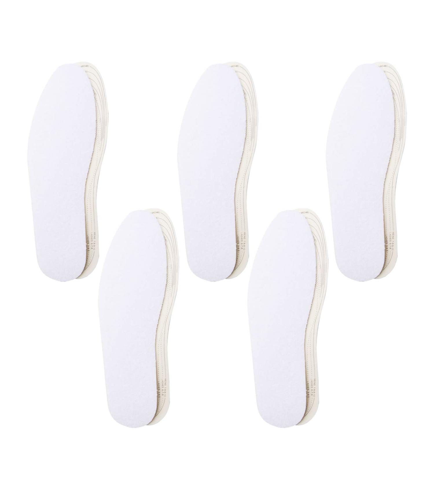 5 Pairs Pure Cotton Terry Cloth Shoe Insoles for Odor Control and Sweat Absorption - Ideal for Barefoot Wear - Buy Online on GoSupps.com