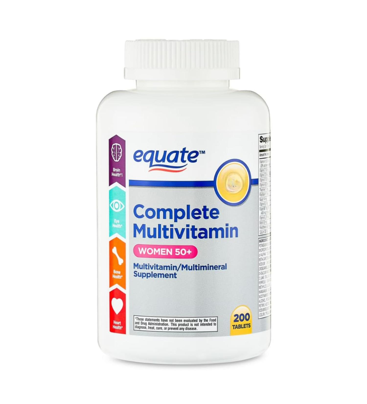 AGILIPET Equate Complete Multivitamin for Women 50+ Daily Multimineral Supplement Tablets 200 Count Sticker - Buy Online on GoSupps.com