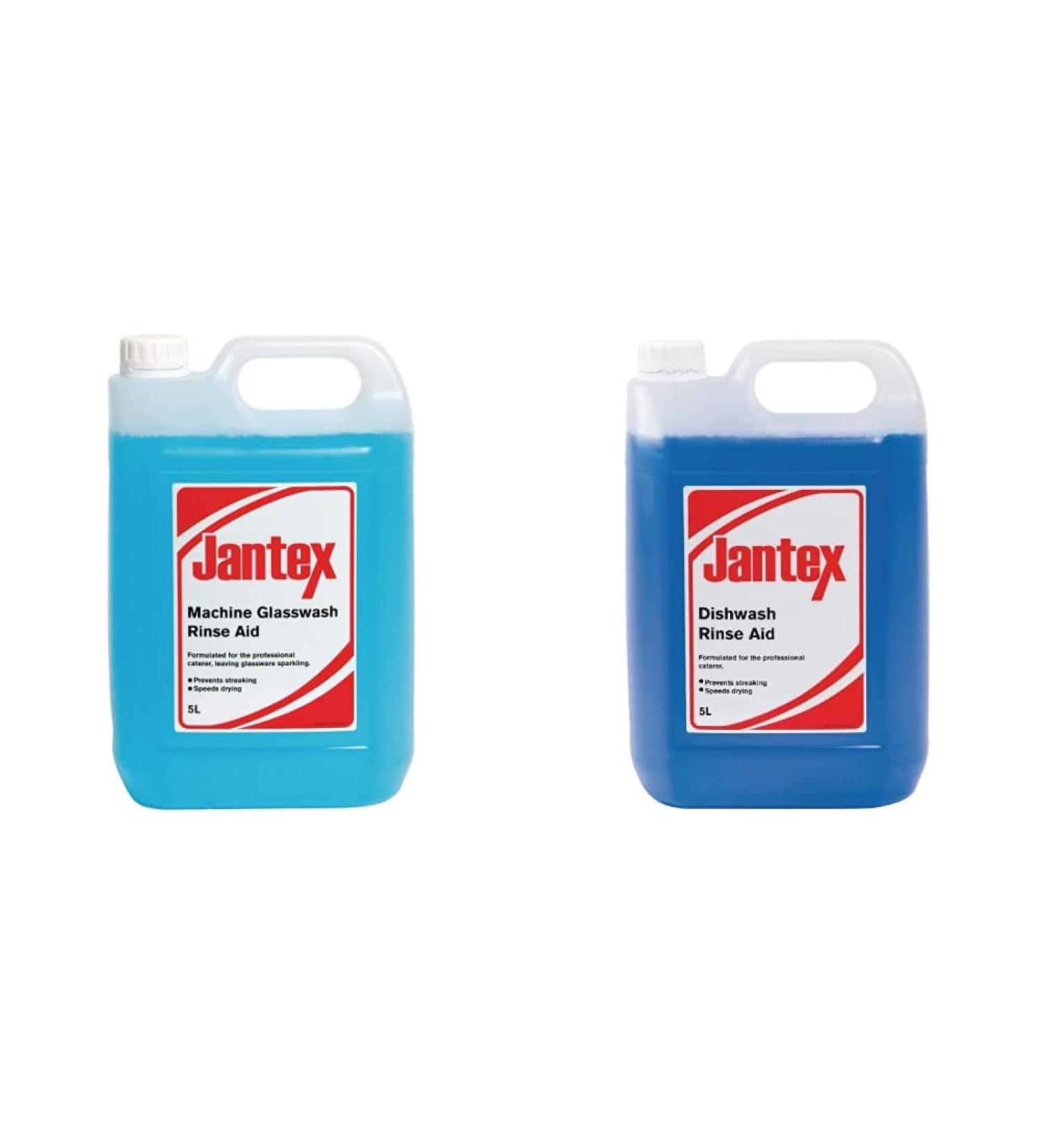 Jantex CF979 Jantex Glass Wash Rinse Aid 1 L x 5 L & CF977 Dishwasher Rinse Aid Concentrate 5Ltr + CF977 Dishwasher Rinse Aid Concentrate 5Ltr - Buy Online on GoSupps.com
