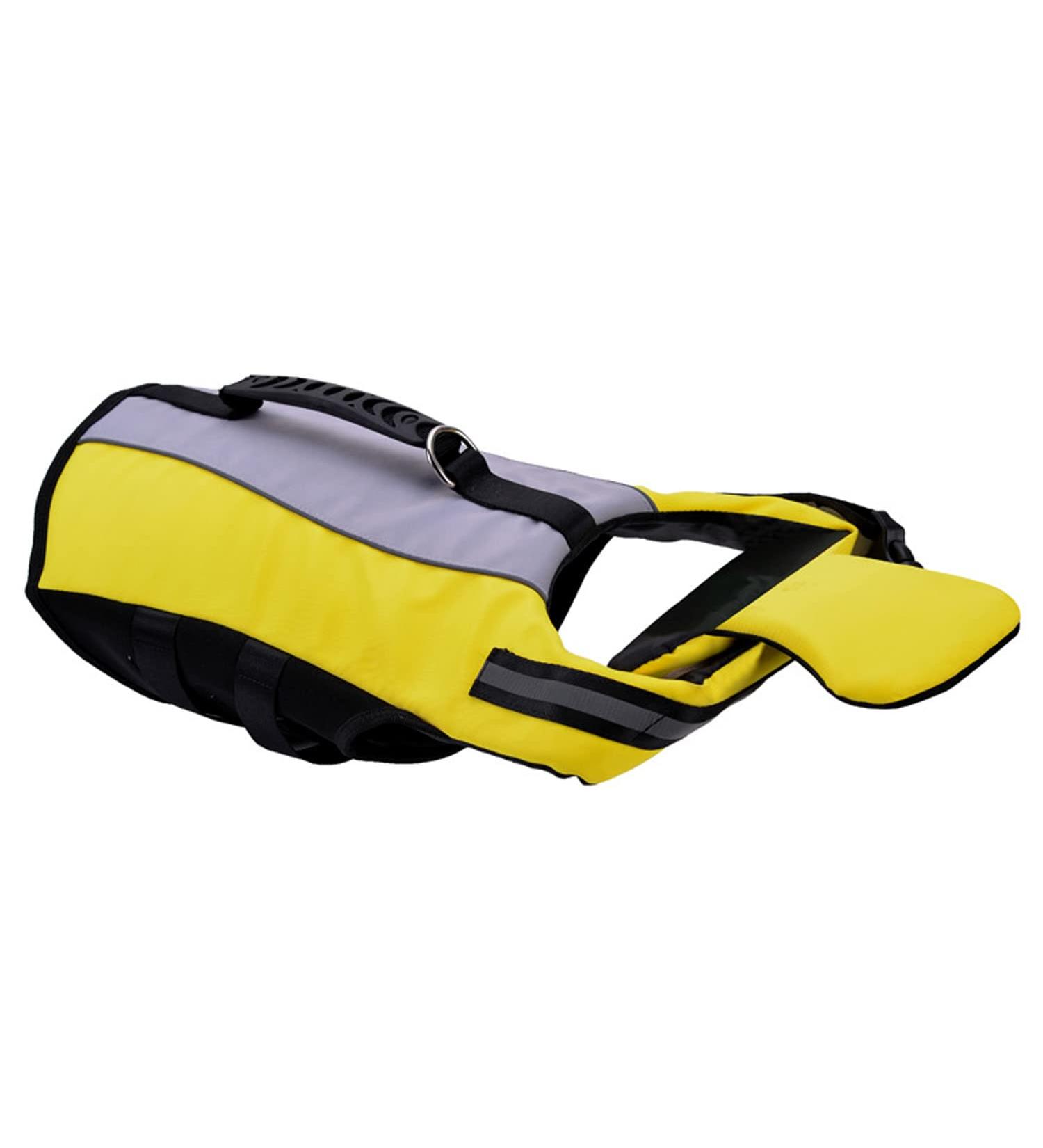 Dog Life Jacket Vest with Detachable Airbags & Buoyancy | Safety Adjustable Swimsuit for Dogs - L Yellow - Buy Online on GoSupps.com