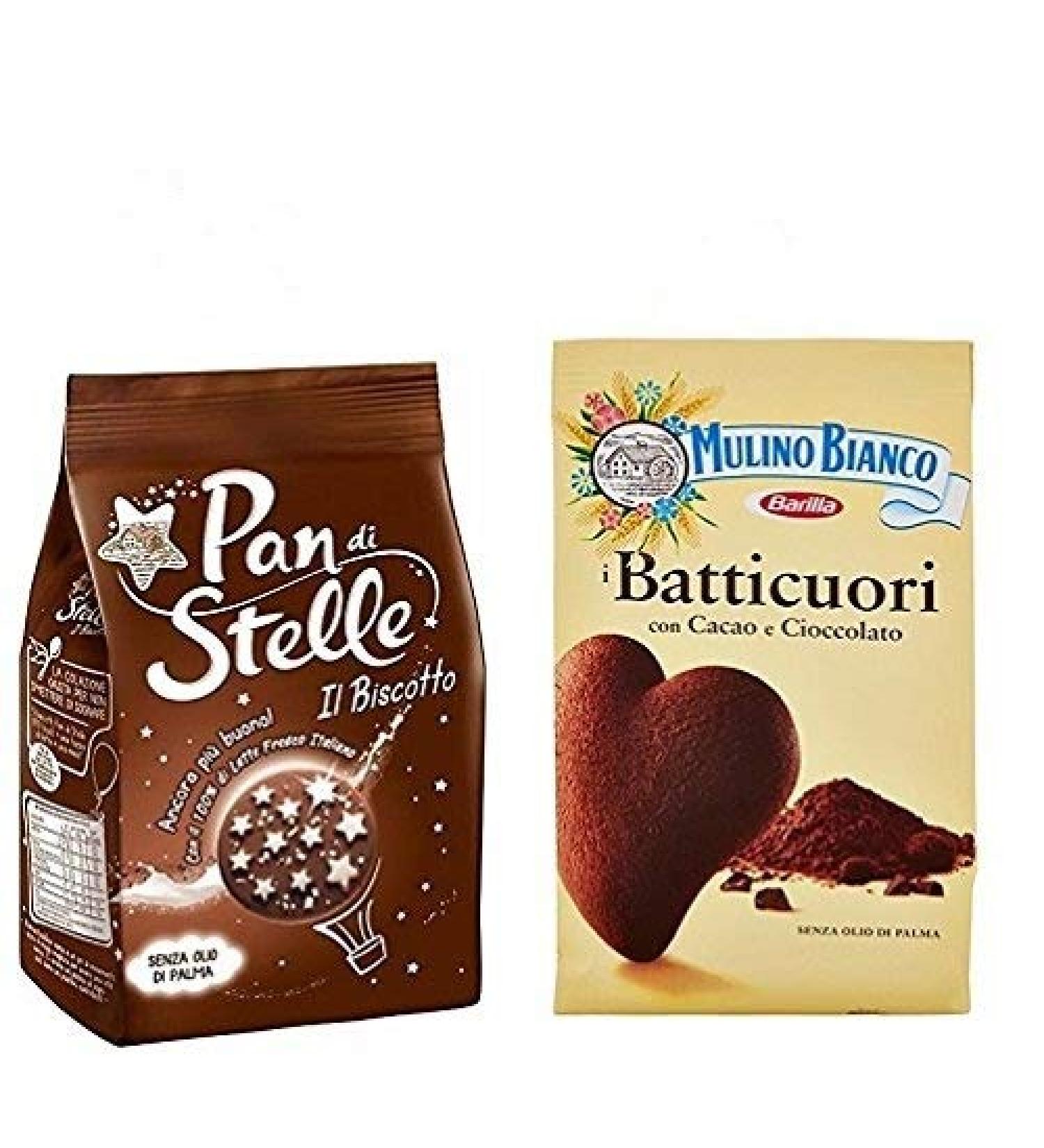 Mulino Bianco Mulino Bianco Set of 3 Pan di Stelle 350 g Italy Brioche Cookies + 3 Mulino Bianco Batticuori Chocolate Biscuits 350 g