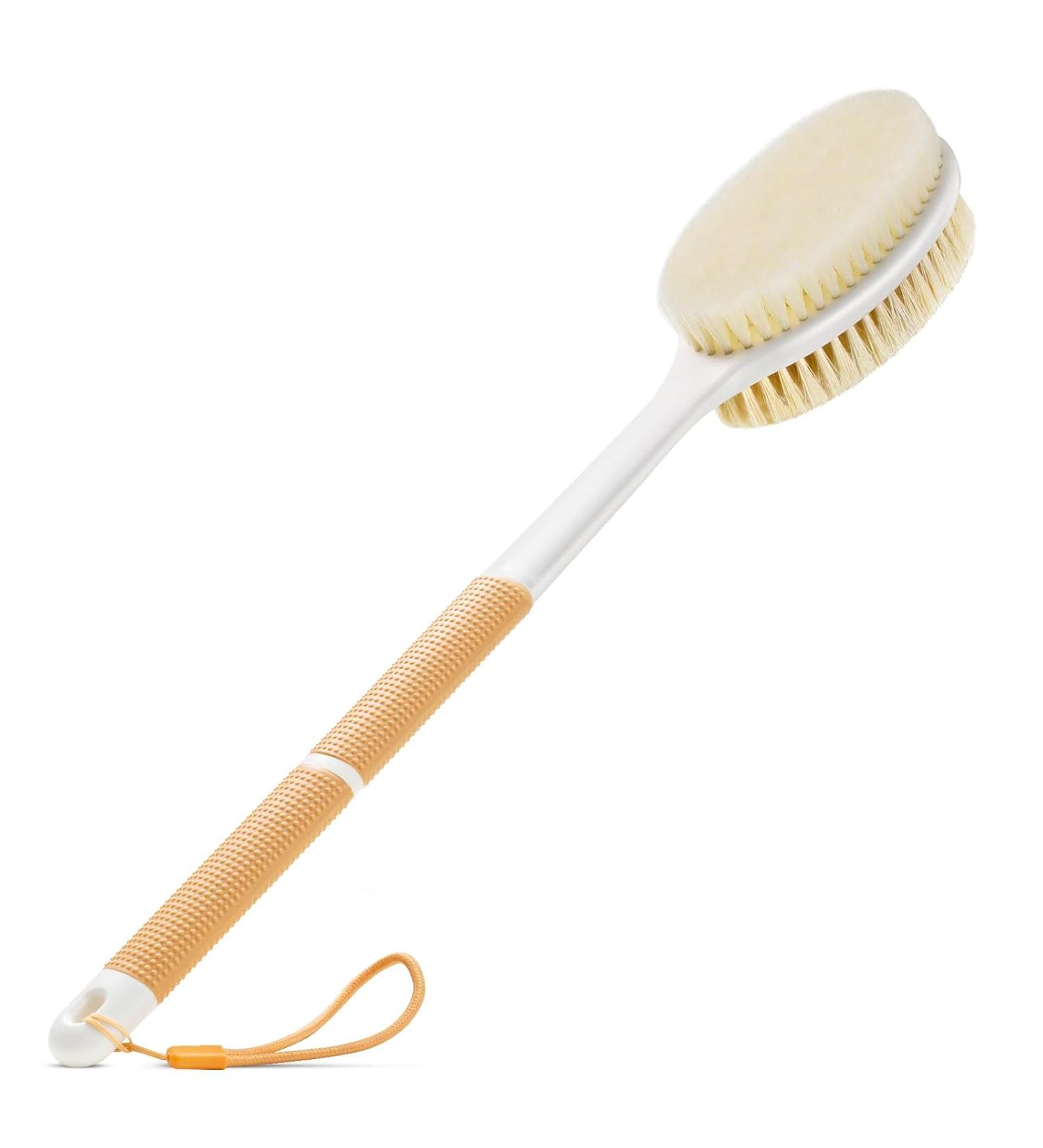 Backski Body Scrubber Anti Slip for Shower Brush Long Handle with Stiff and Soft Bristles - Orange - Buy Online on GoSupps.com