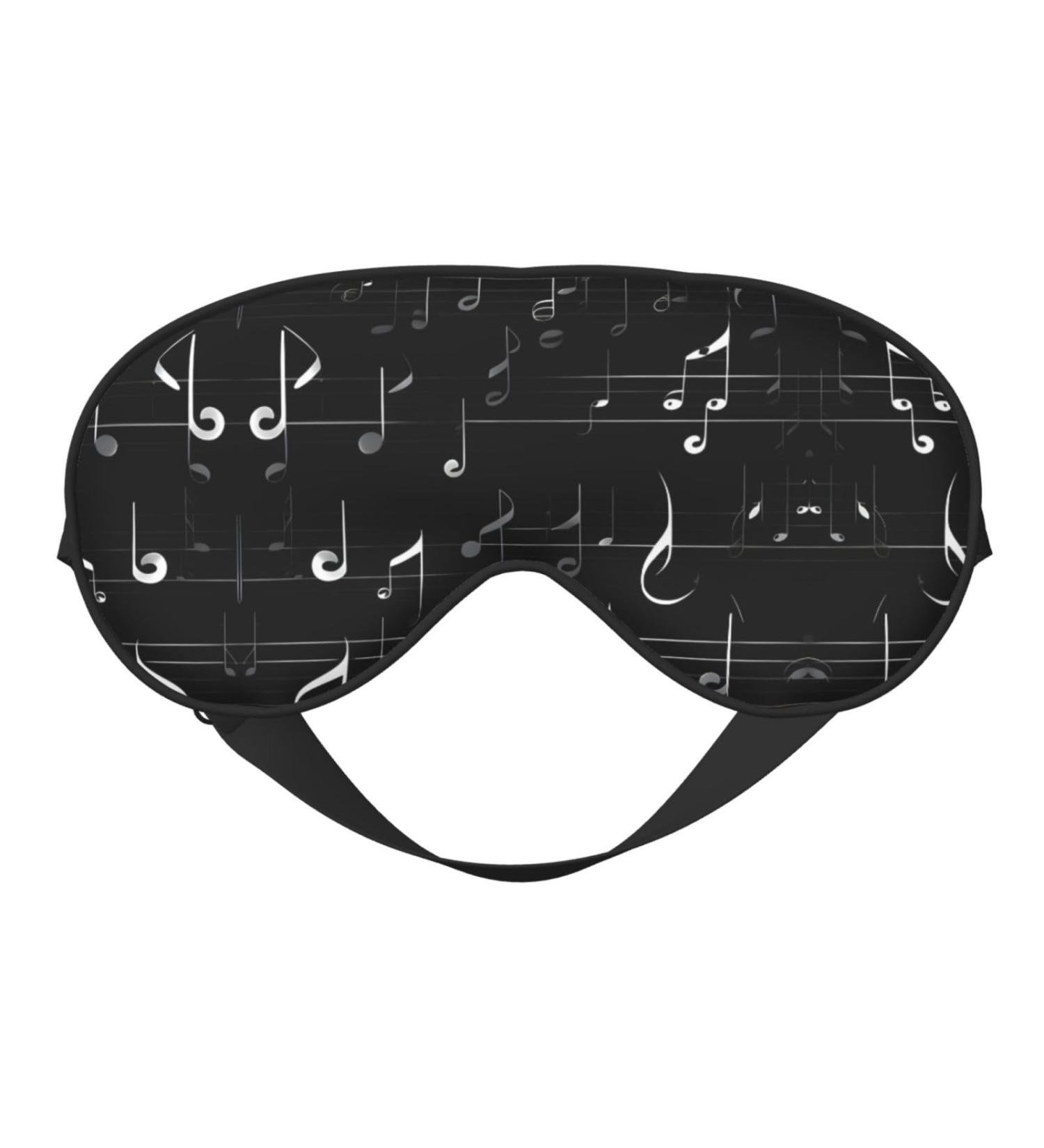 Black Music Notes Print Double-Sided Eye Mask | Soft & Light Blocking Sleep Enhancer - International Shipping Available - Buy Online on GoSupps.com