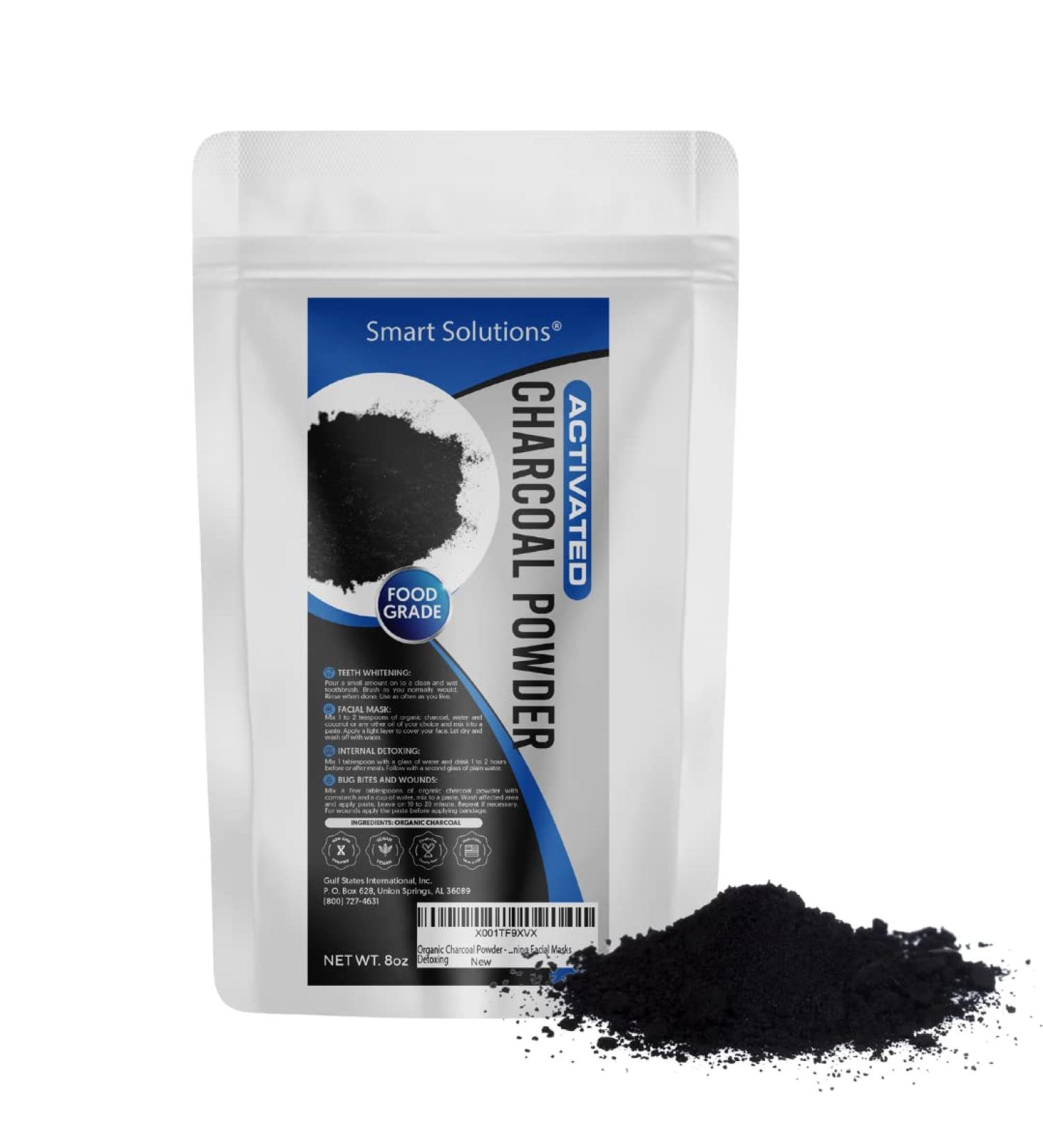 Activated Charcoal Powder - Food Grade, Non-GMO, Vegan, 100% Pure - Teeth Whitening, Facial Masks, Detox - 8oz - Buy Online on GoSupps.com