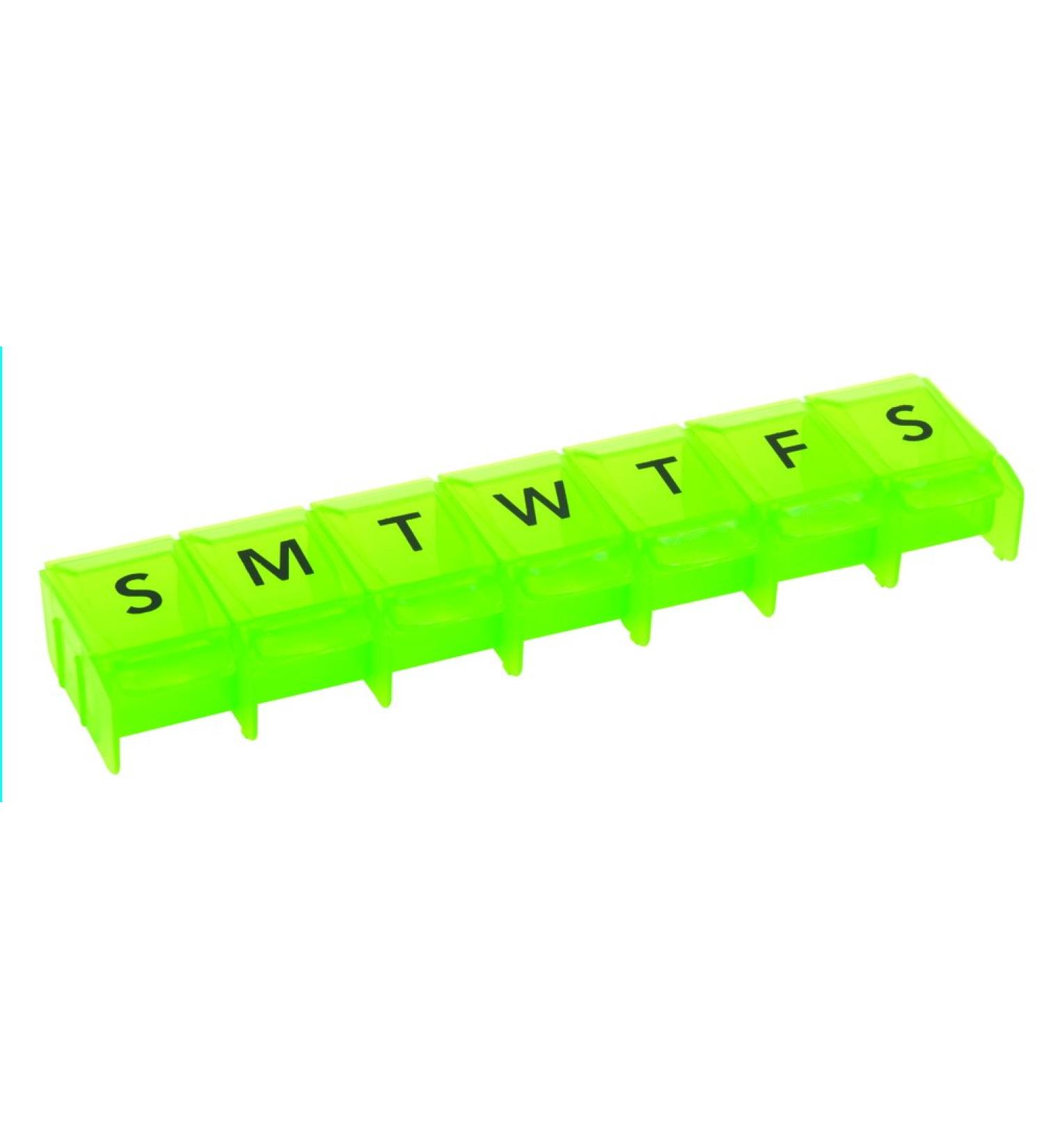 Apex 7-Day Push to Open Pill Organizer - Daily AM/PM Medication Dispenser in Green | Perfect for International Shipping - Buy Online on GoSupps.com