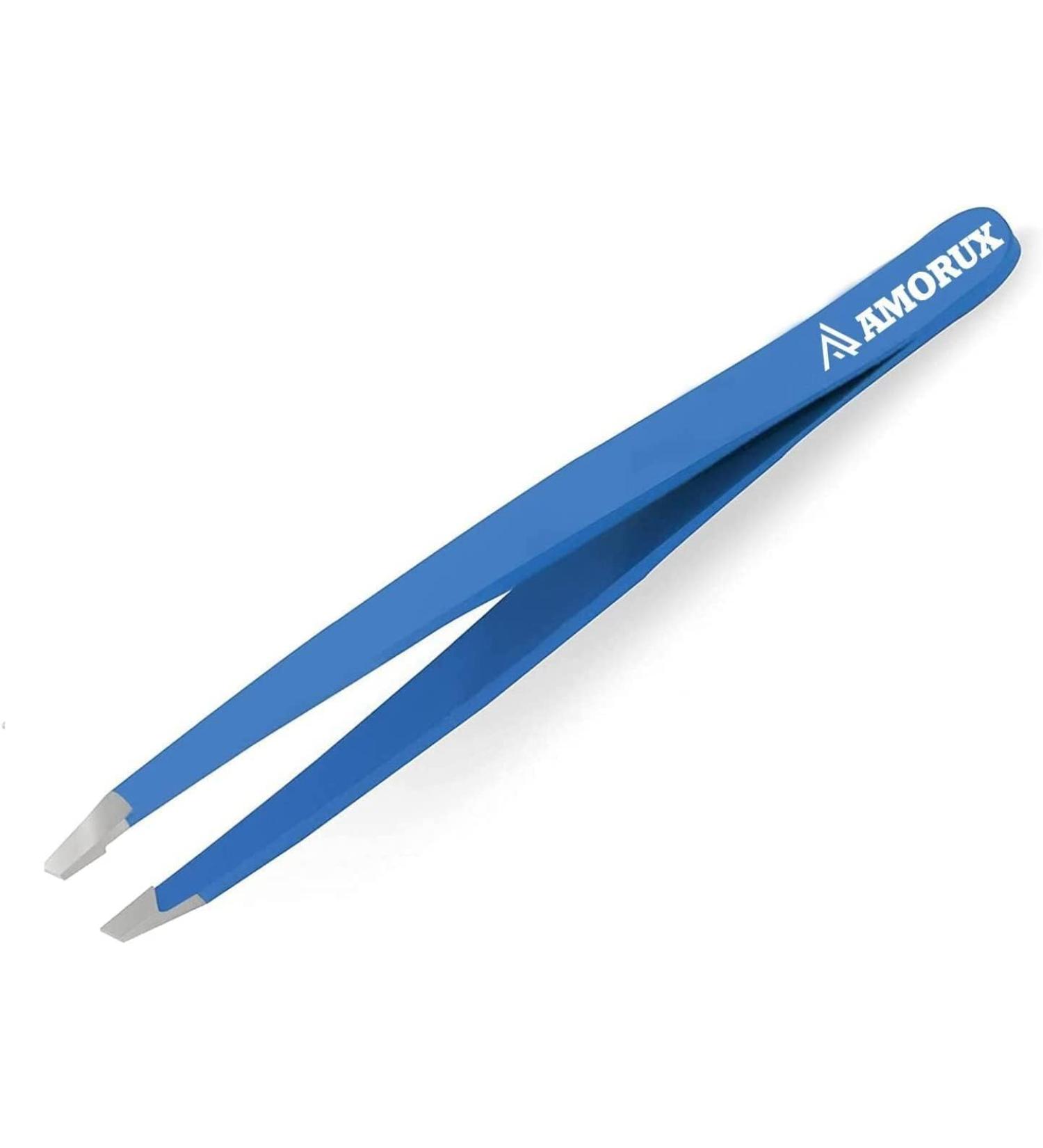 R.A Professional Slanted Tweezers for Facial Hair | Stainless Steel Precision Tweezers for Women & Men | Ideal for Ingrown Hair | Black/Blue | ET-UK1 - Buy Online on GoSupps.com