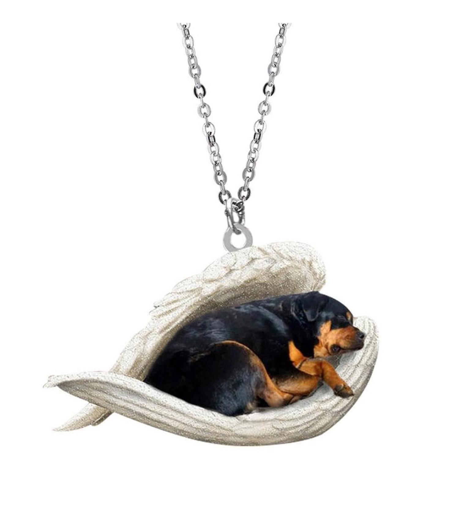 Eirzngxq Sleeping Dog Necklace | Cute Angel Pet Jewelry | Perfect Gifts for Dog Lovers | Unique Trailer Design - Buy Online on GoSupps.com