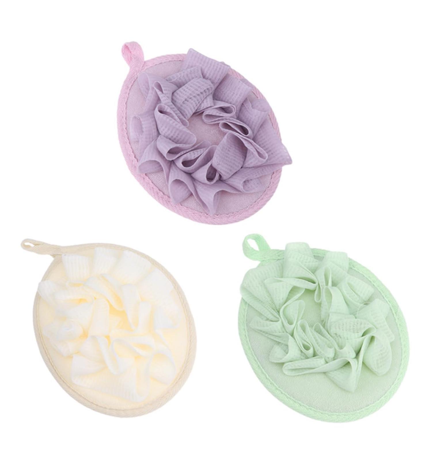 NOLITOY 3pcs Exfoliating Shower Puff Set - Body Scrub Mitts & Gel Removing Tools for Relaxing Bath | Japanese-Style Sea Sponges & Puff Scrubbers - Buy Online on GoSupps.com