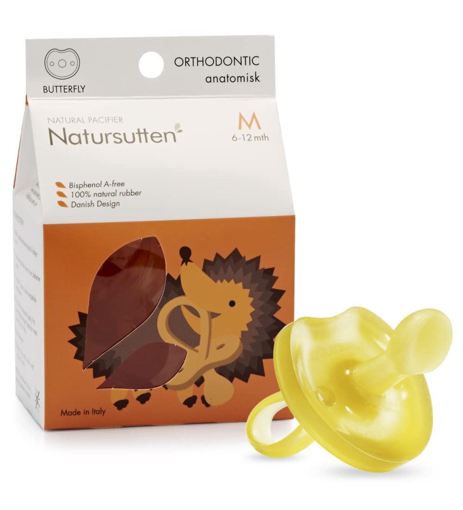 Natursutten Pacifier 6-12 Months - 1-Pack | Original Orthodontic Nipple, Natural Rubber, BPA-Free | Safe & Soft for Breastfeeding Babies | Made in Italy - Buy Online on GoSupps.com