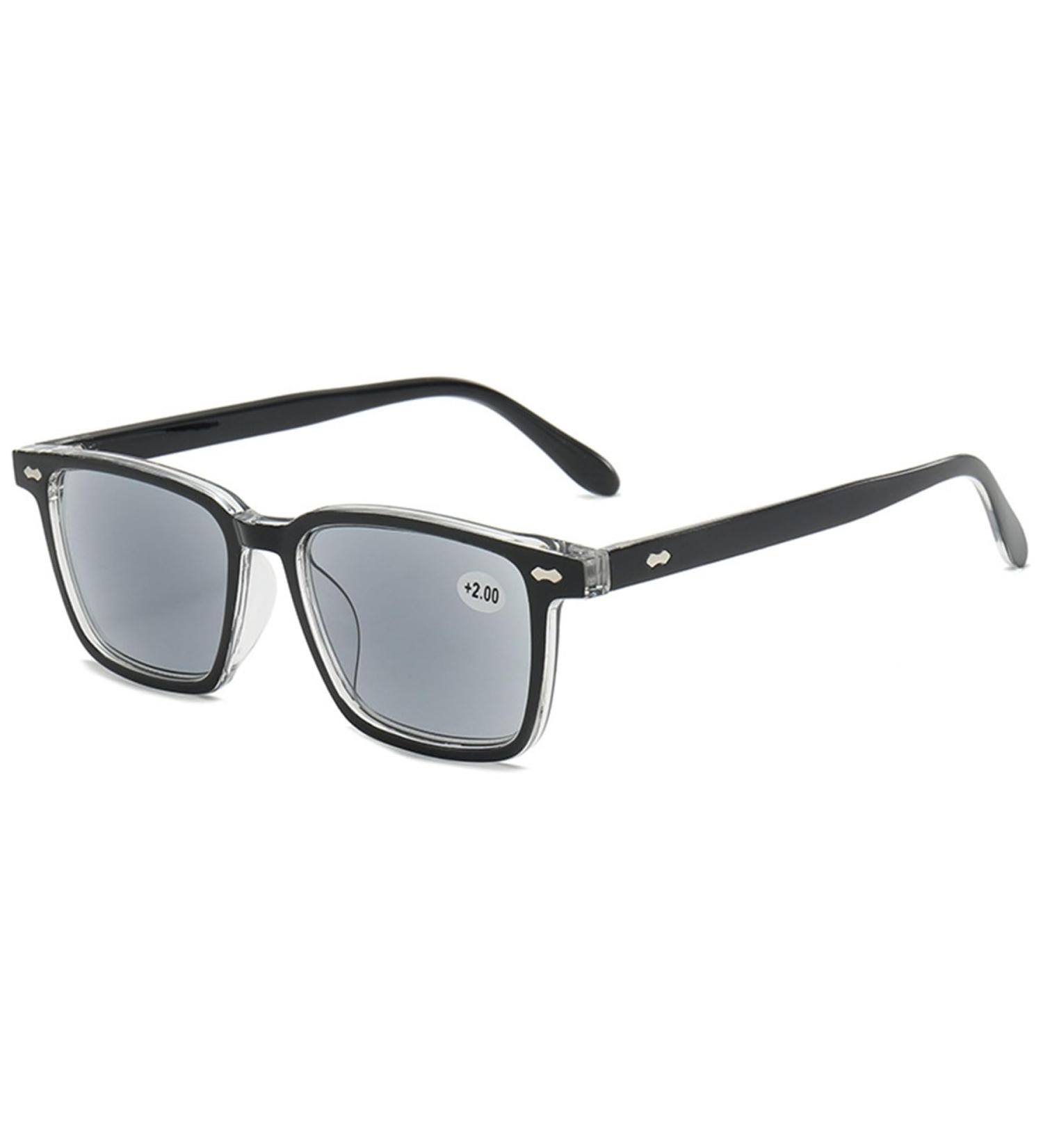 Buy Lanomi Blue Light Filter Reading Glasses - Stylish Sun Protection for Men & Women - Rectangular Gray Lens with Black Transparent Frame - 2.0x Visual Aid - International Shipping Available - Buy Online on GoSupps.com