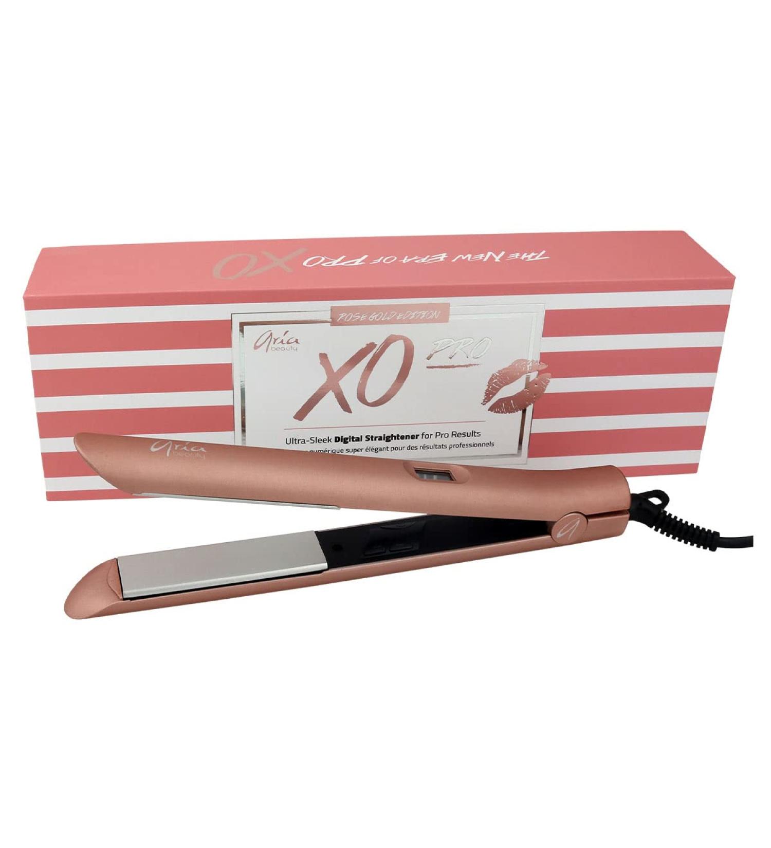Aria Beauty XO Pro 1 Rose Gold Flat Iron - Infrared Titanium Tourmaline Plates Heats Up to 450F Dual Voltage | Shop Internationally - Buy Online on GoSupps.com