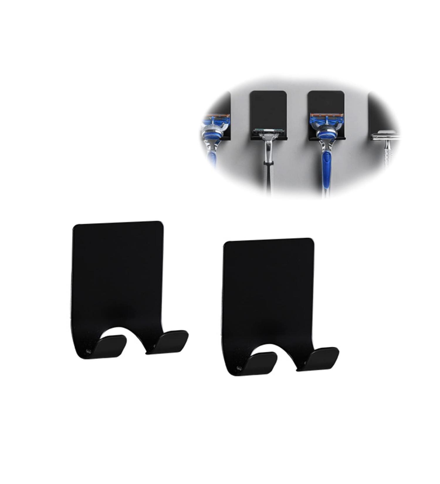 Funincrea 2-Pack Shaver Holder - Multi-Purpose Self-Adhesive Stainless Steel Hooks for Shower Kitchen & Bathroom - Black - Buy Online on GoSupps.com