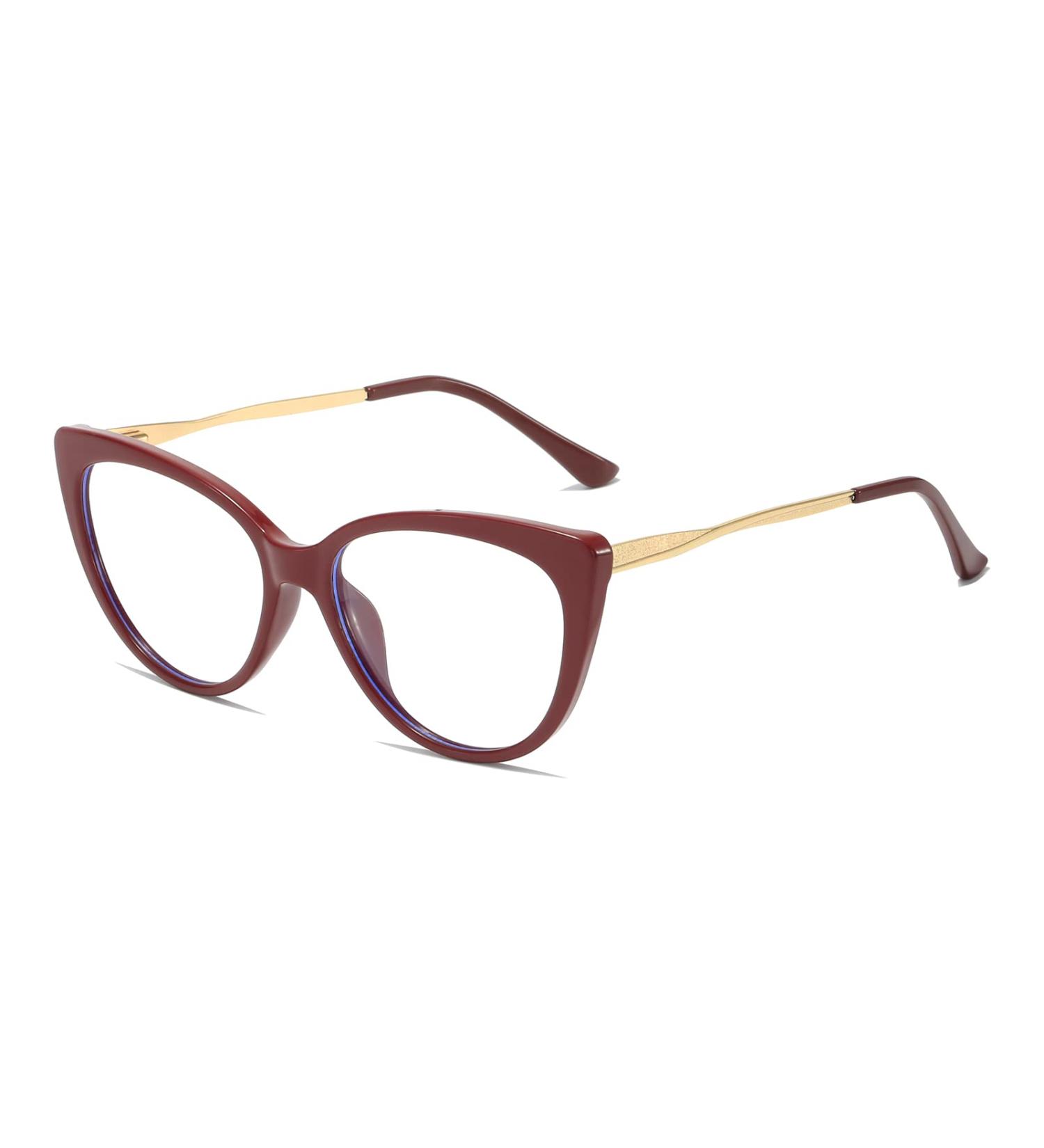 Shop Ljczka Vintage Cat Eye Blue Light Filter Glasses for Women - Stylish Metal Frame Anti-Tiredness 0.0 Red Lens - Buy Online on GoSupps.com