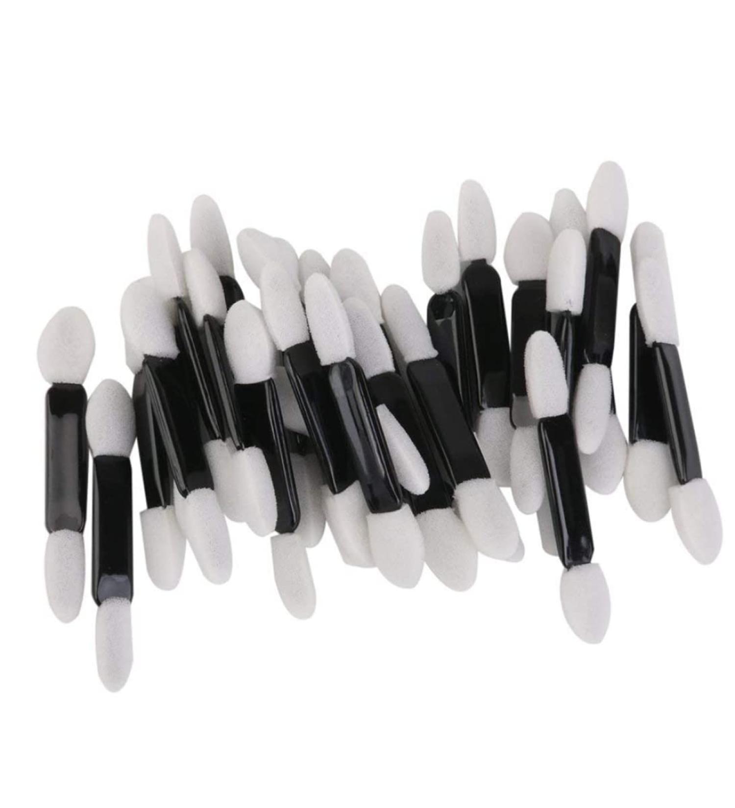 50pcs Disposable Double Ended Sponge Eye Shadow Applicators Dual Sided Eyeshadow Brush Sponge Tipped Oval Makeup Applicator Black Handle Eye shadow stick - Buy Online on GoSupps.com
