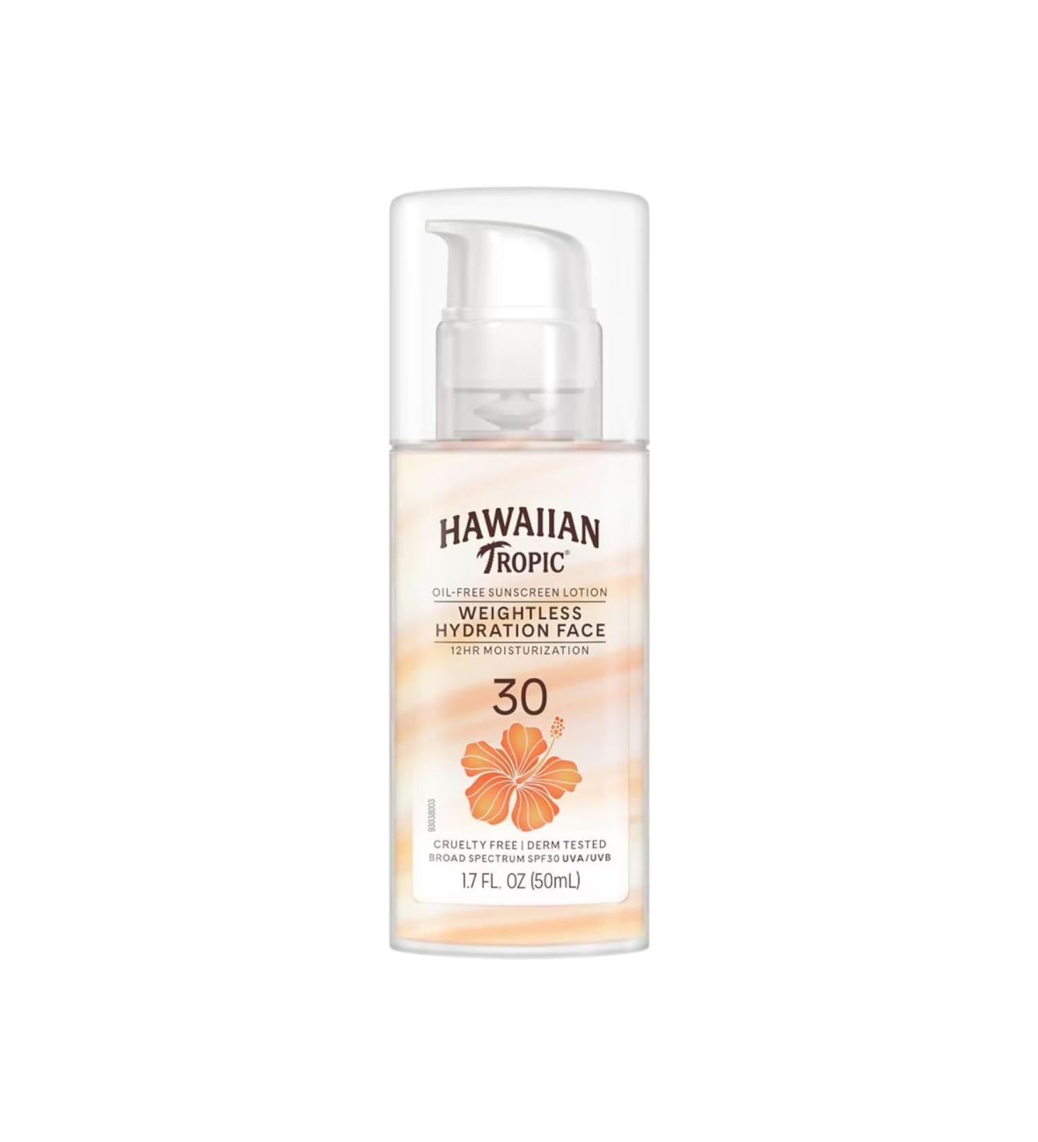 Hawaiian Tropic Weightless Hydration Lotion Sunscreen for Face SPF 30 1.7oz (2 PACK) | Travel Size Sunscreen Oil Free Face Sunscreen Sunblock Face Mini Sunscreen SPF 30 1.7oz (1.7 fl. oz. 2) - Buy Online on GoSupps.com