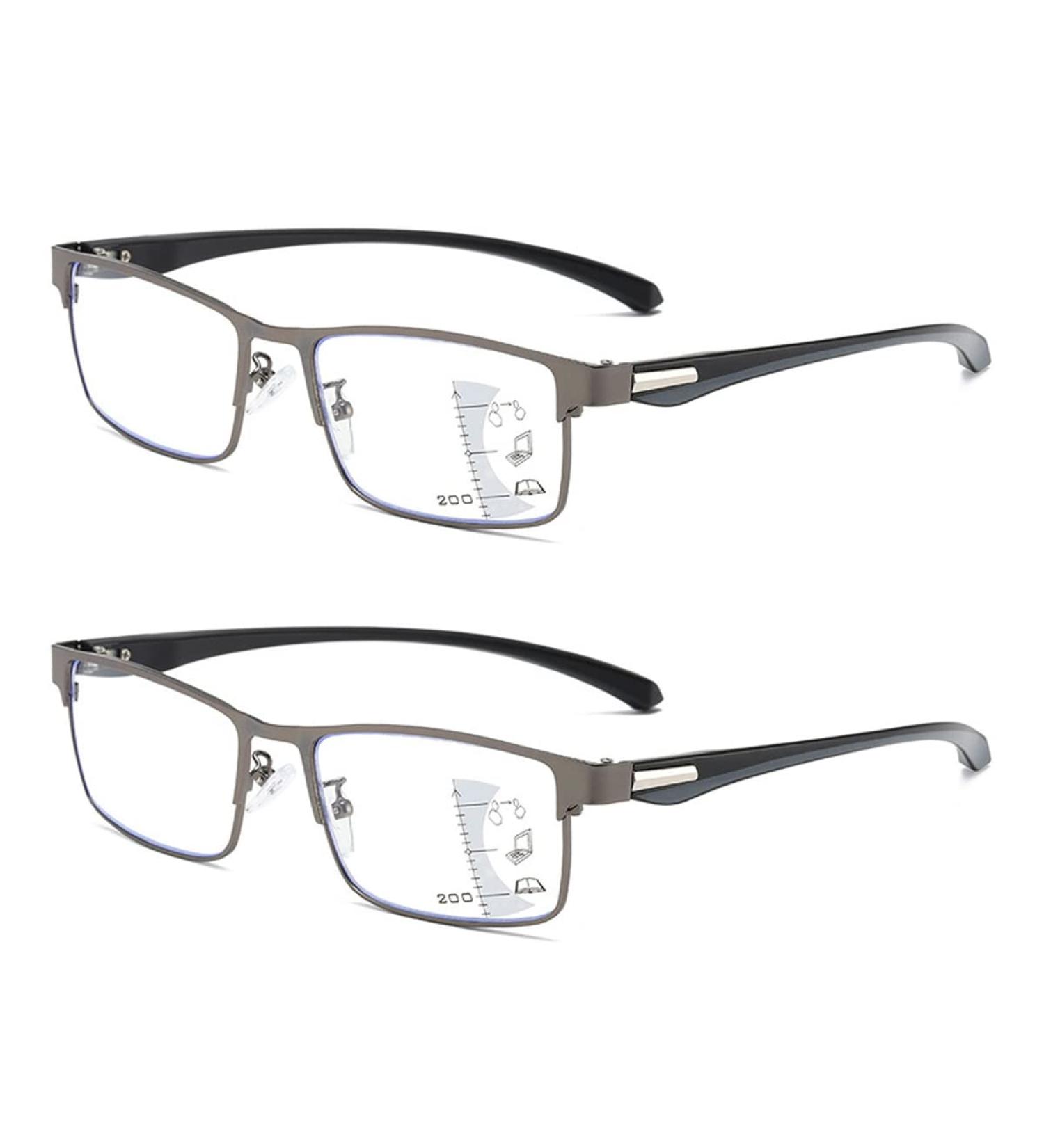 Koosufa Multifocus Anti-Blue Light Reading Glasses for Men & Women - Metal Frame Workplace Glasses | 1.0 to 4.0 Strength Options - Buy Online on GoSupps.com