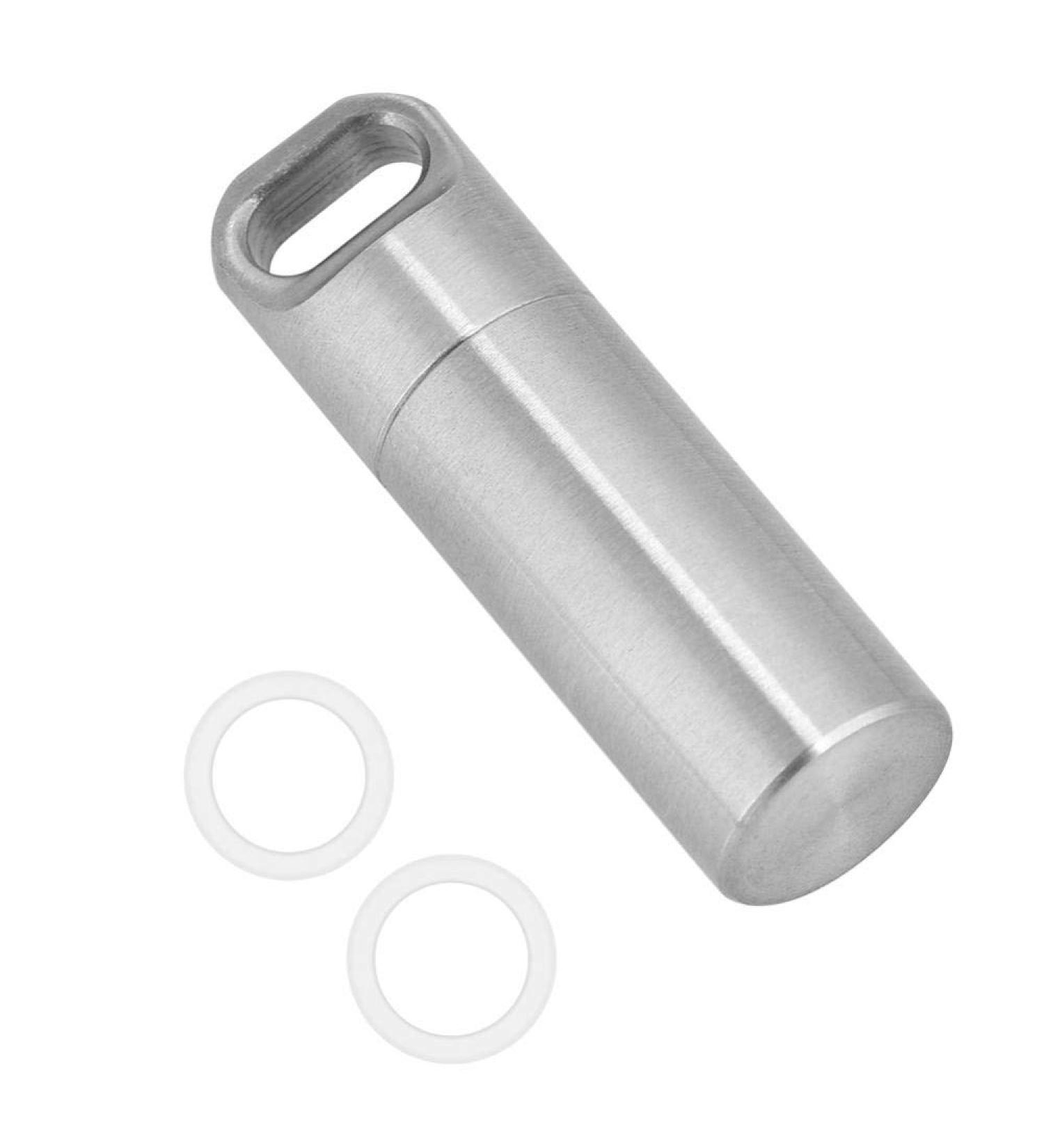 Waterproof Stainless Steel Pillendose Keychain - Survival Pill Bottle for Camping & Outdoors - Buy Online on GoSupps.com