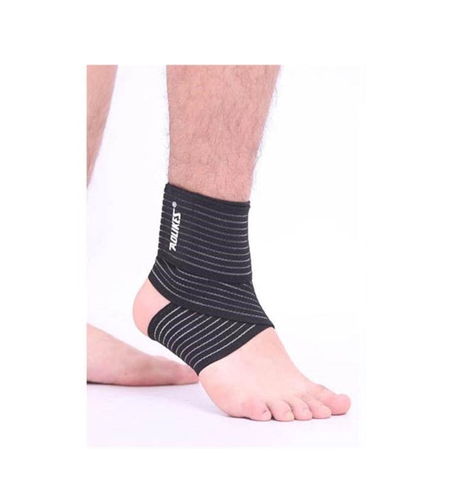 Ankle Brace for Sports & Heel Pain Relief | Adjustable Compression Support (Black 1 Pair) - Breathable & Non-Slip for Men & Women - Buy Online on GoSupps.com