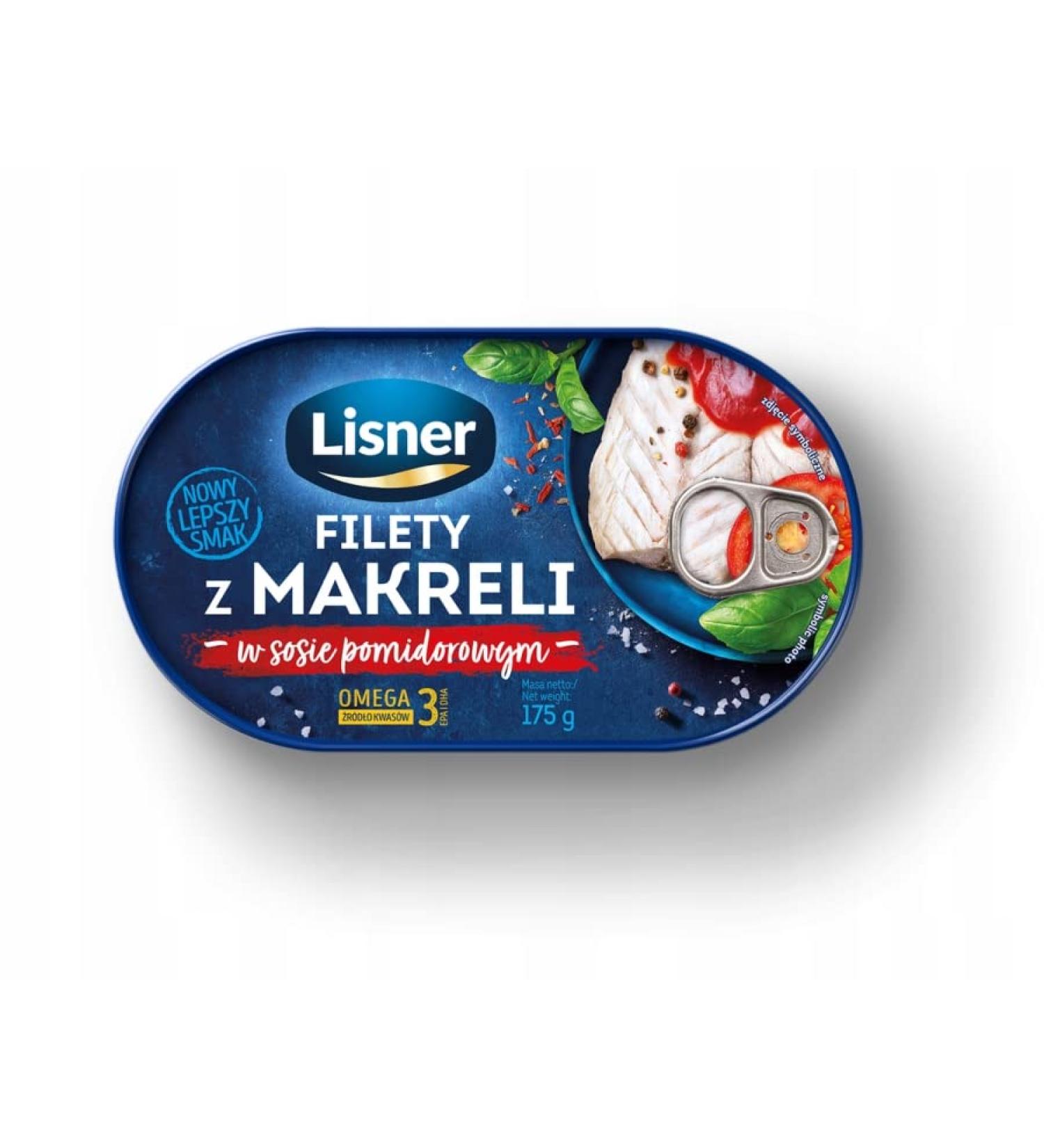 Lisner 12x Salted steamed mackerel fillets with skin in tomato sauce