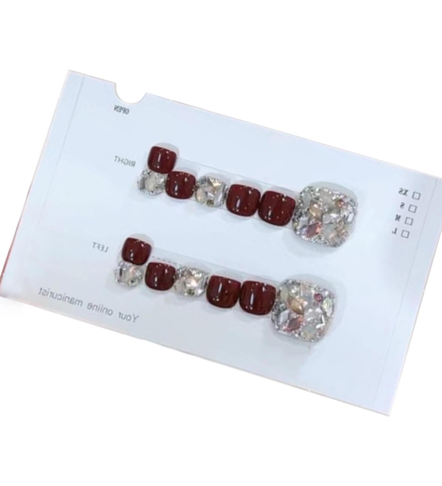 Glitter Toenails Manicure Art Shiny Artificial Toenails Sparkling Cat Eye Toenails for Summer Women Girls - Buy Online on GoSupps.com