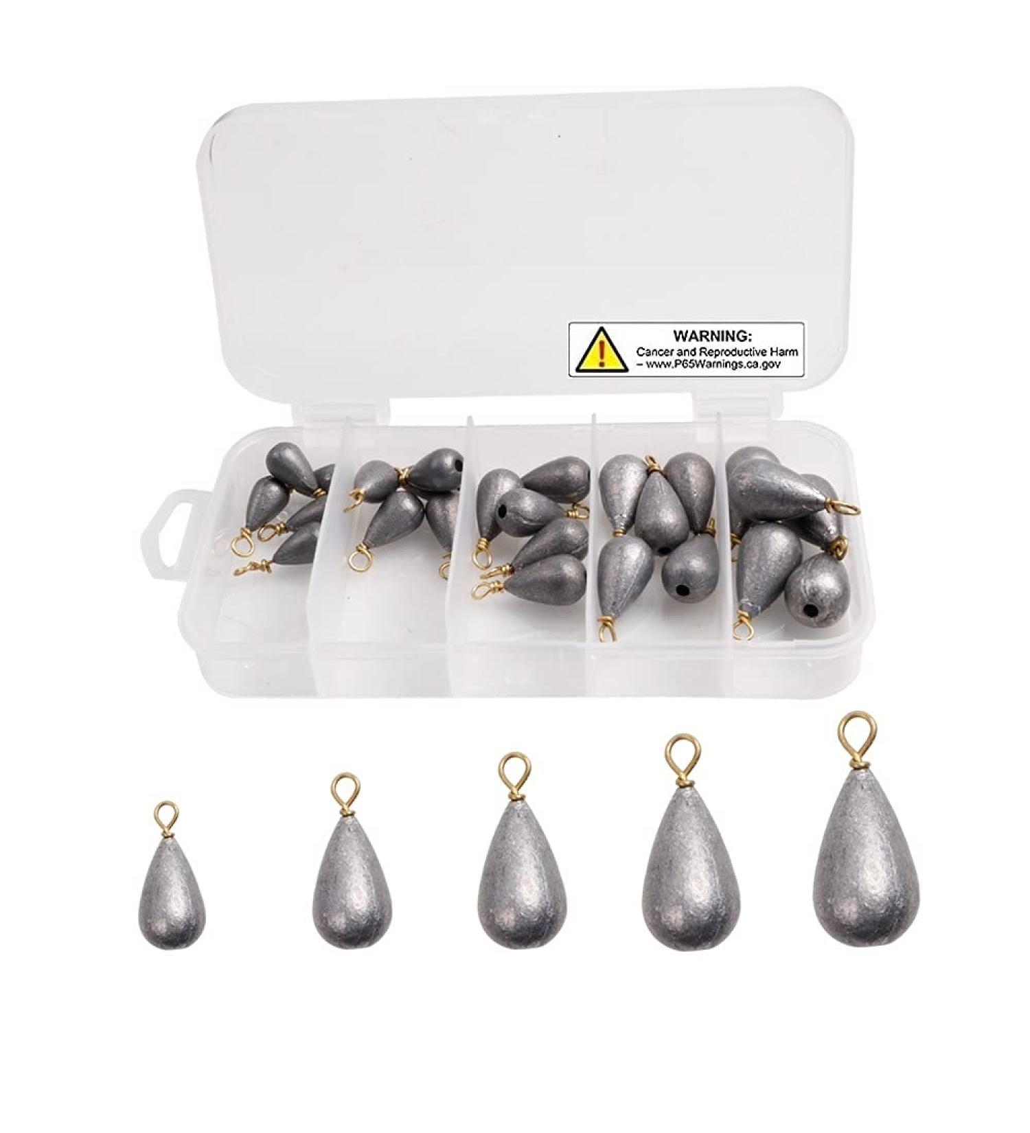 25pcs/Box Assorted Bell/Bass Casting Sinkers Weights Kit for Saltwater Fishing - Buy Online on GoSupps.com