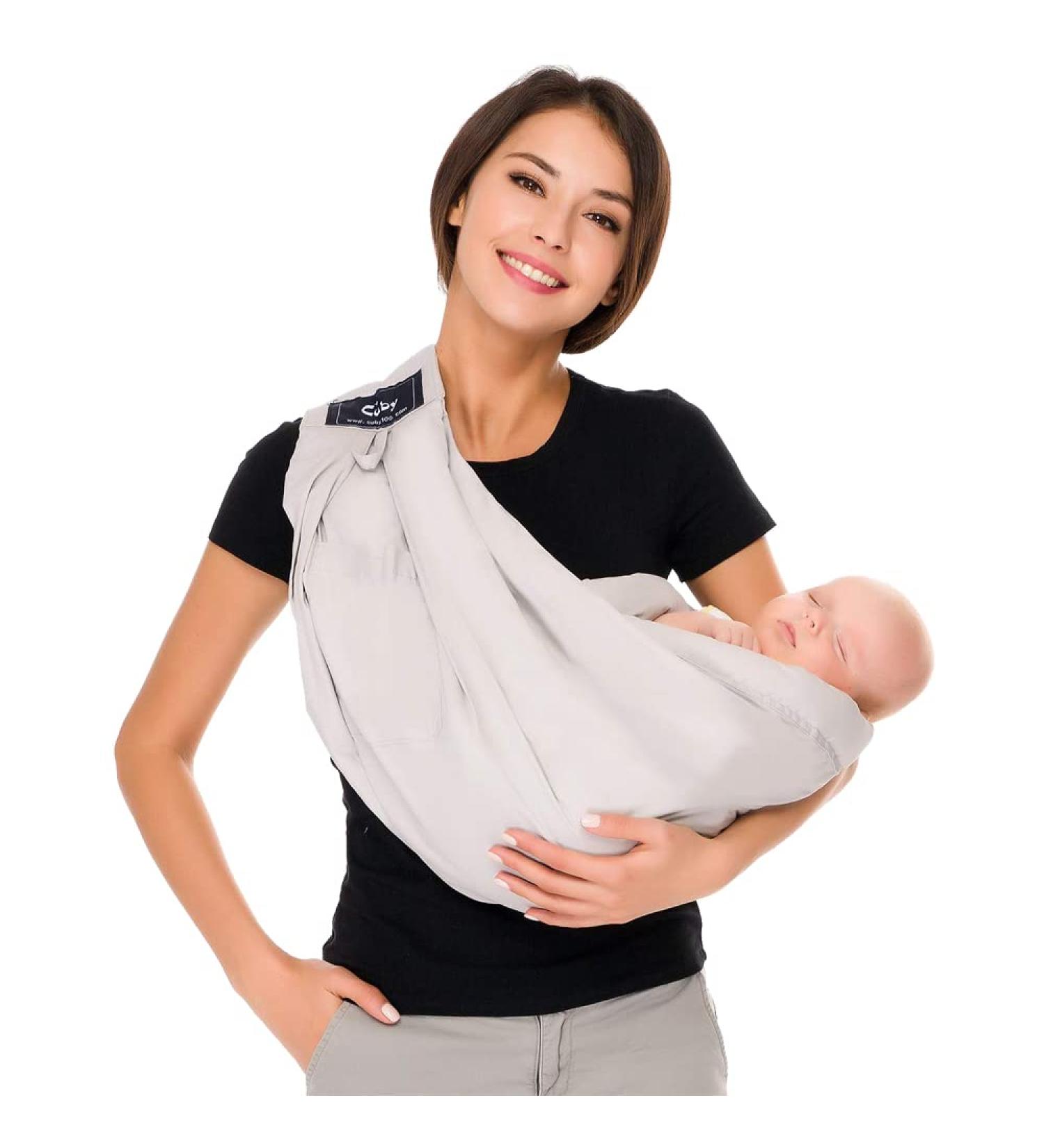 CUBY Baby Carrier Sling - Adjustable Newborn Essentials for Comfortable Nursing - Dark Grey - Buy Online on GoSupps.com