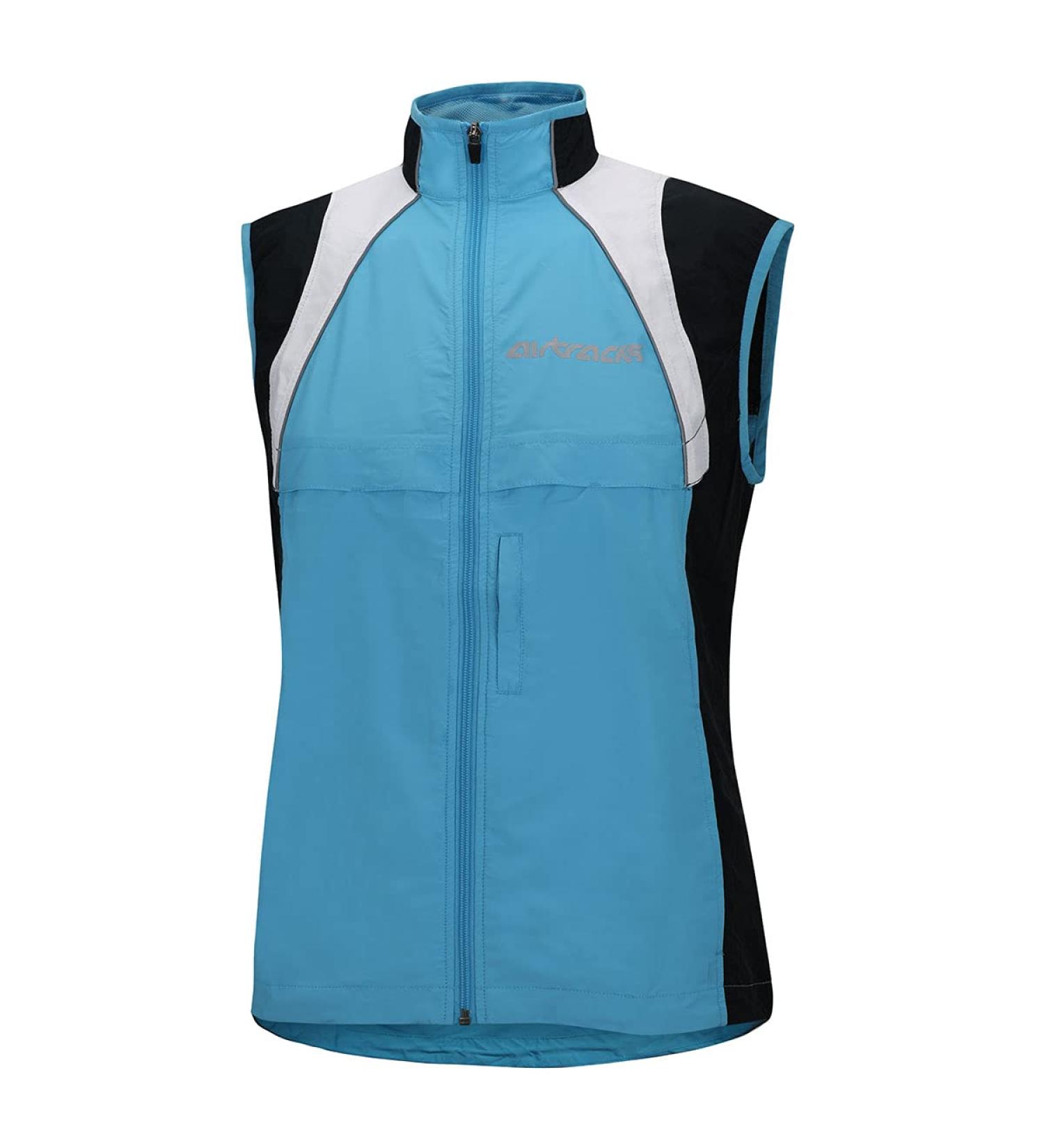 Airtracks Women's Functional Bicycle Annoy - Lightweight Wind & Water-Repellent Running Vest - Reflective XL Light Blue - Buy Online on GoSupps.com